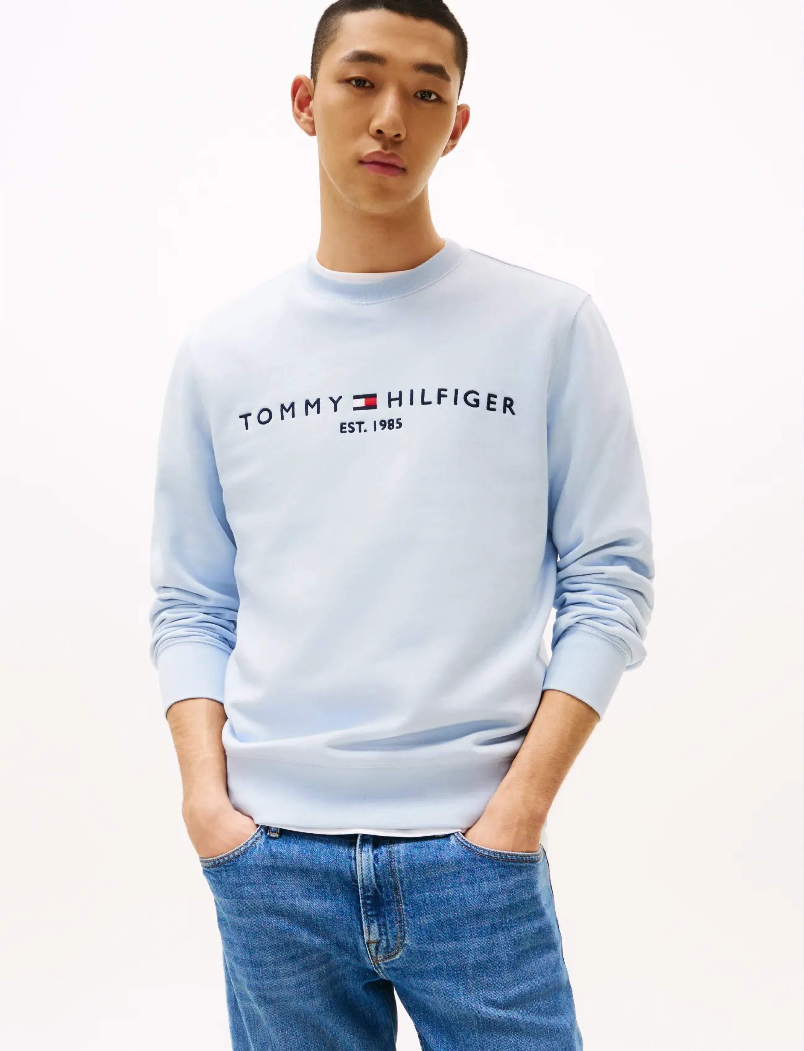 Tommy Hilfiger Tommy Logo Sweatshirt, Mænd, Logo Sweatshirt, Blå, Str: M