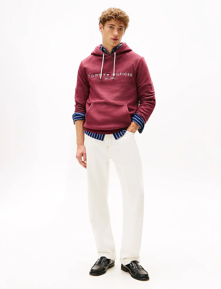 Tommy Hilfiger - TOMMY LOGO HOODY - kapuutsiga dressipluusid - deep rouge heather - 2