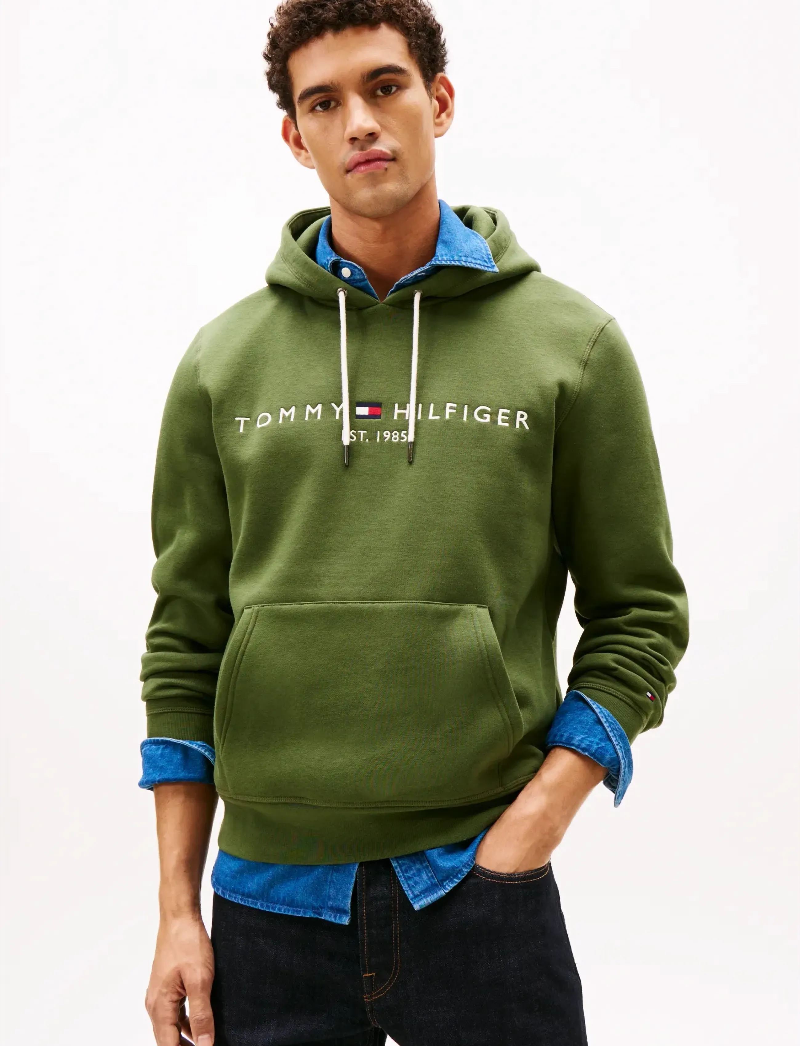 Tommy Hilfiger TOMMY LOGO HOODY - Kapuzenpullover - MOUNTAIN PINE / green