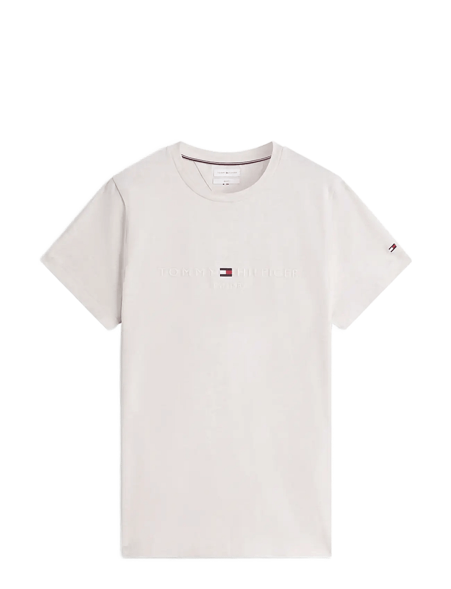 Tommy Hilfiger - TOMMY LOGO T-SHIRT - kortærmede t-shirts - heathered oatmilk tonal - 1