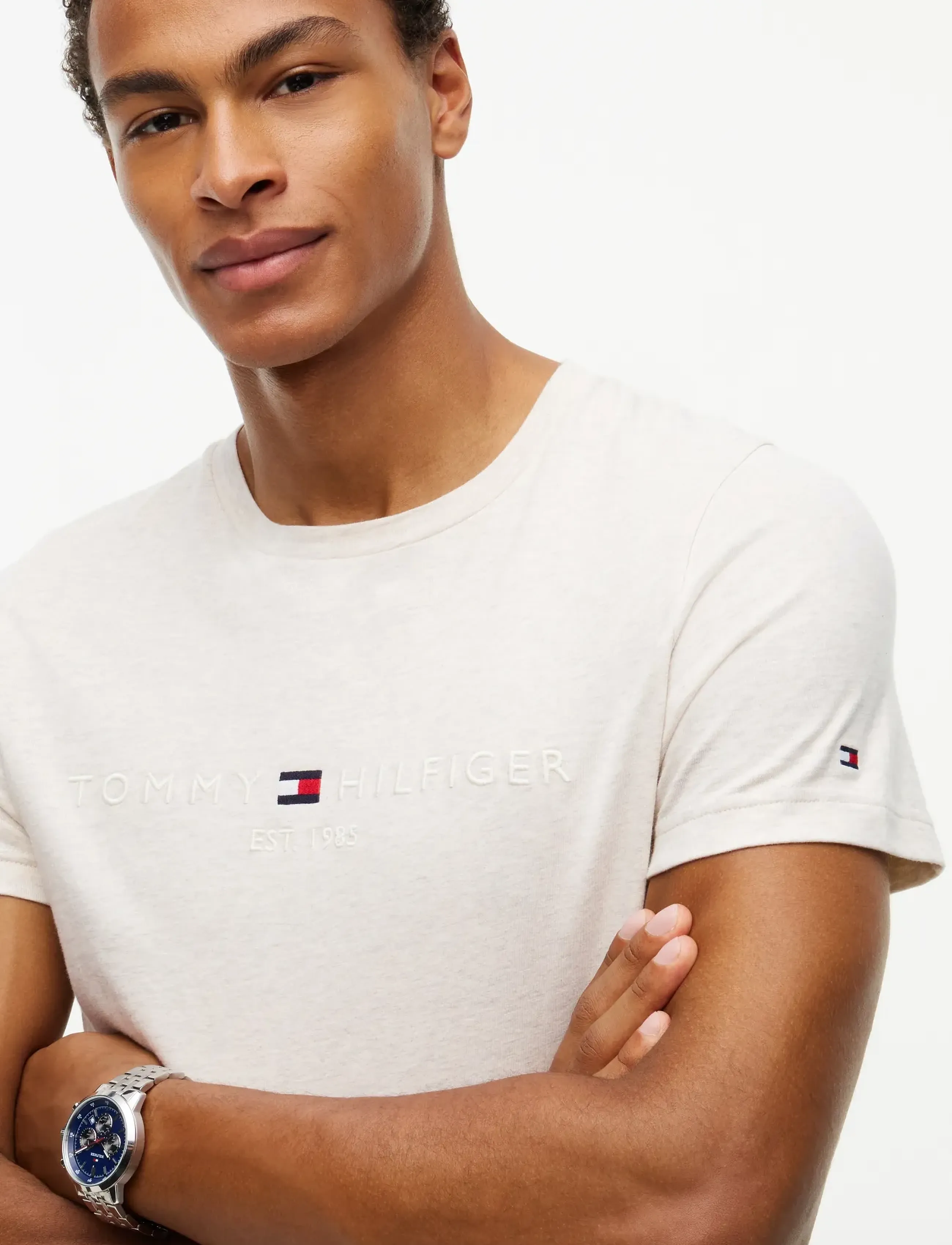 Tommy Hilfiger - TOMMY LOGO T-SHIRT - kortærmede t-shirts - heathered oatmilk  tonal - 3