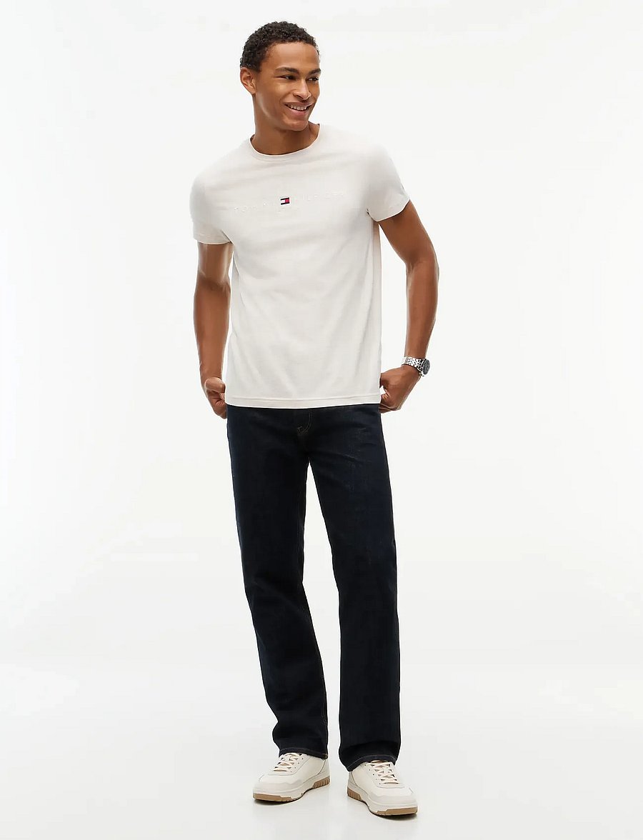 Tommy Hilfiger - TOMMY LOGO T-SHIRT - kortærmede t-shirts - heathered oatmilk tonal - 4