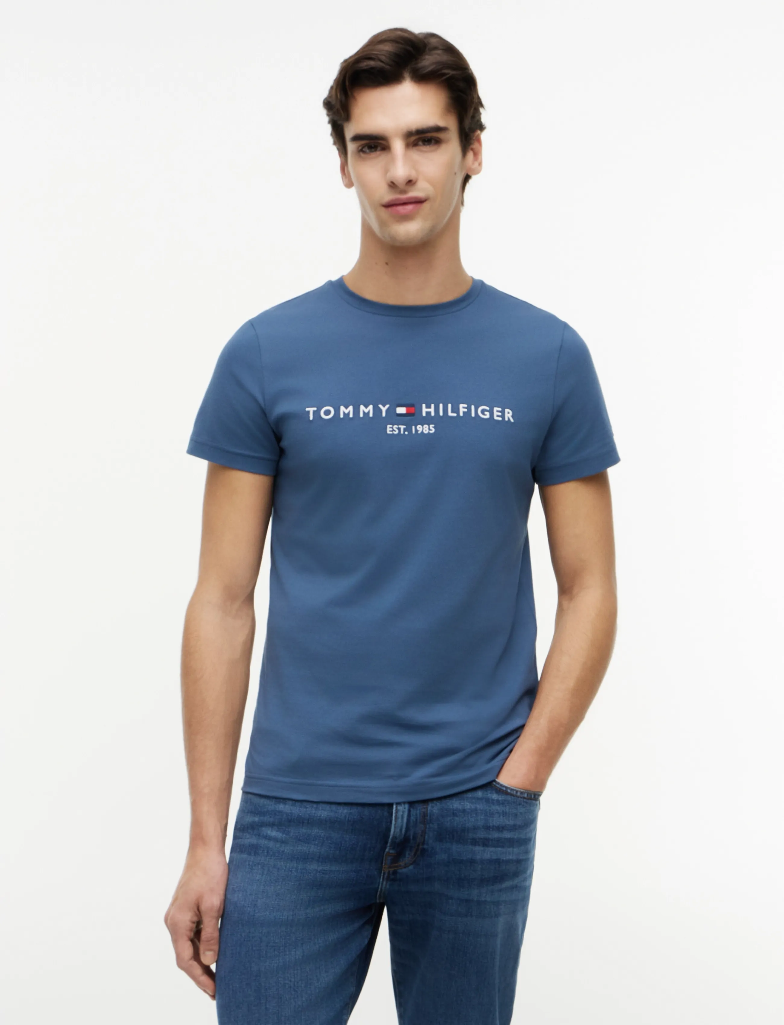 Tommy Hilfiger Tommy Logo T-Shirt, XXL, Blue, T-Shirts > Kortærmede, Herre
