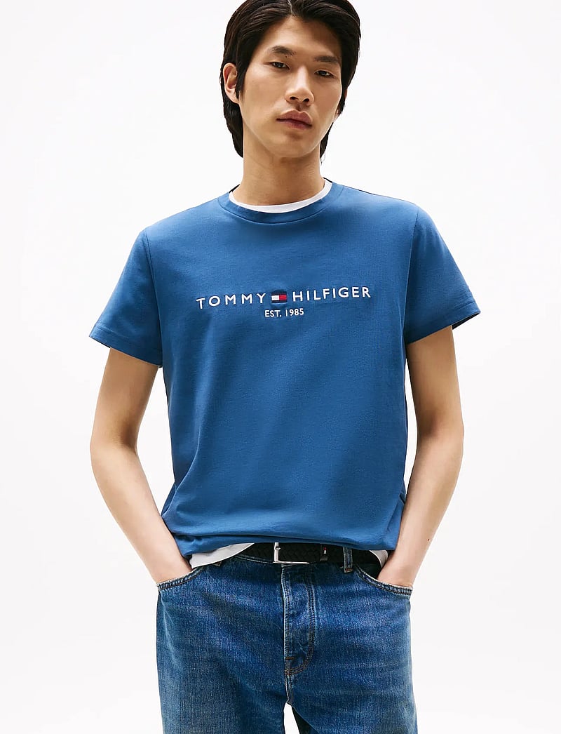 Tommy Hilfiger - TOMMY LOGO TEE - kortærmede t-shirts - aegean sea - 0