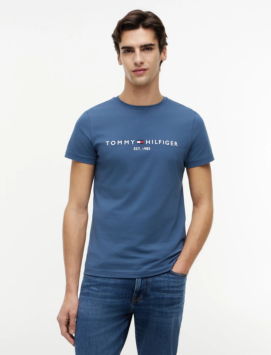Tommy Hilfiger - TOMMY LOGO T-SHIRT - kurzärmelige t-shirts - aegean sea - 0