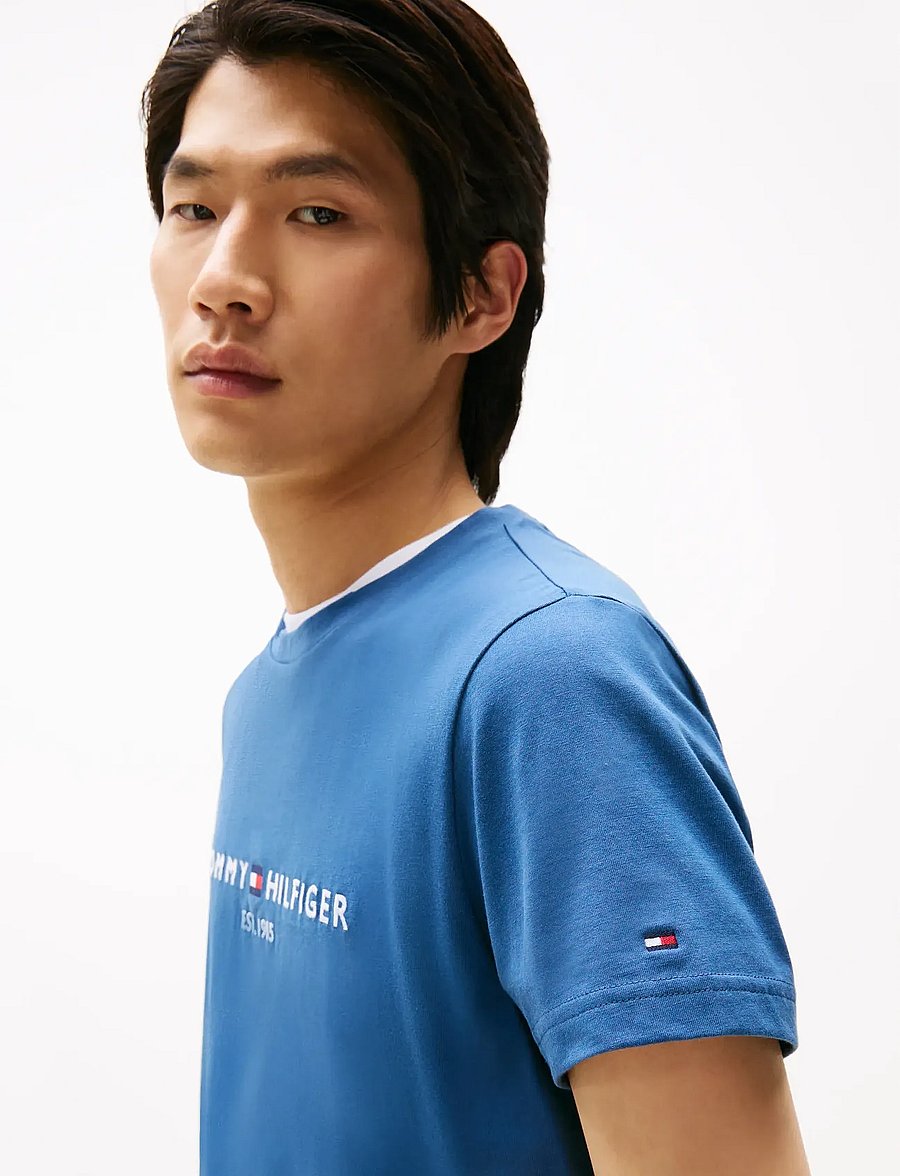 Tommy Hilfiger - TOMMY LOGO TEE - kurzärmelige t-shirts - aegean sea - 4
