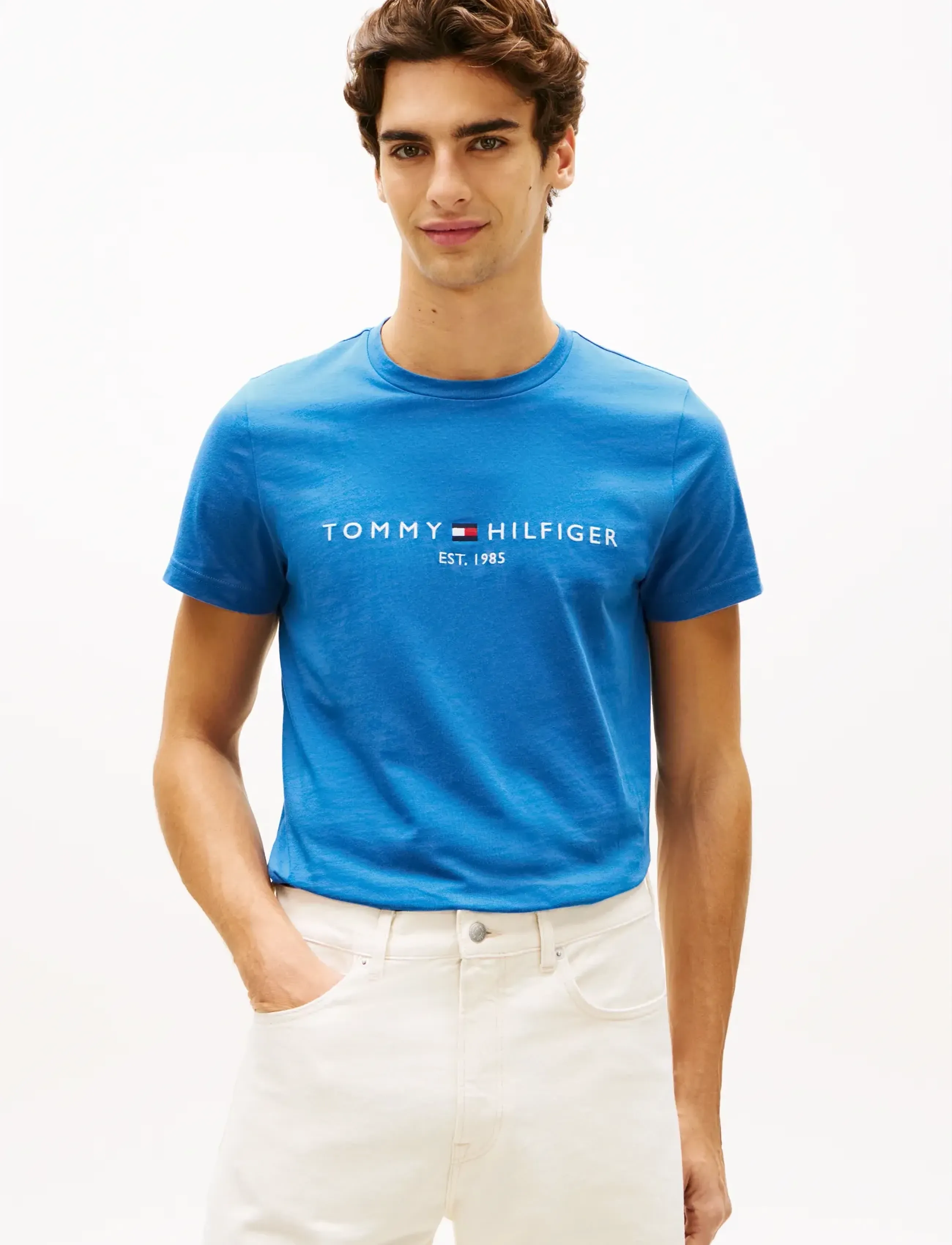 Tommy Hilfiger Tommy Logo T-Shirt, L, Blue, T-Shirts > Kortærmede, Herre