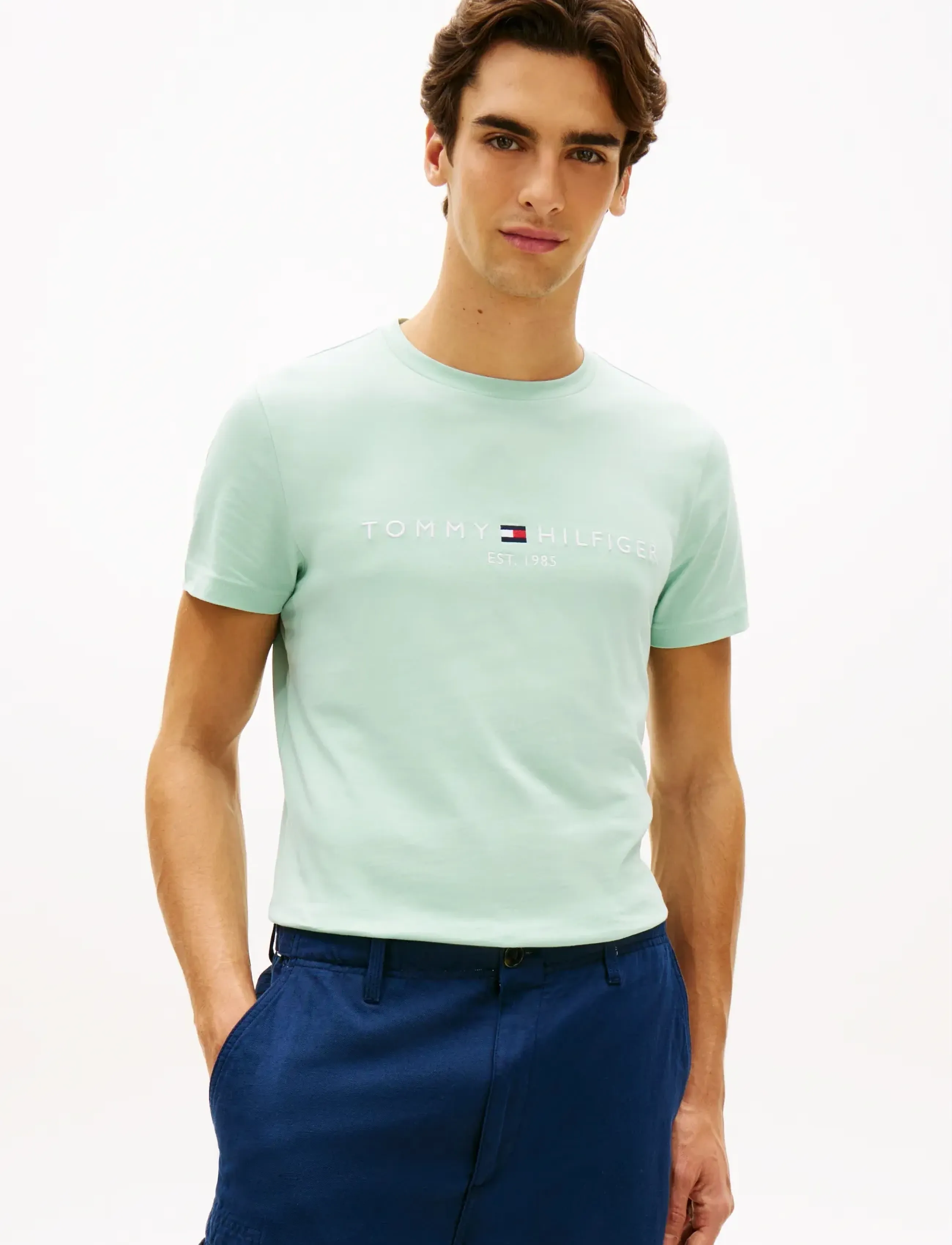 Tommy Hilfiger Tommy Logo T-Shirt, L, Green, T-Shirts > Kortærmede, Herre