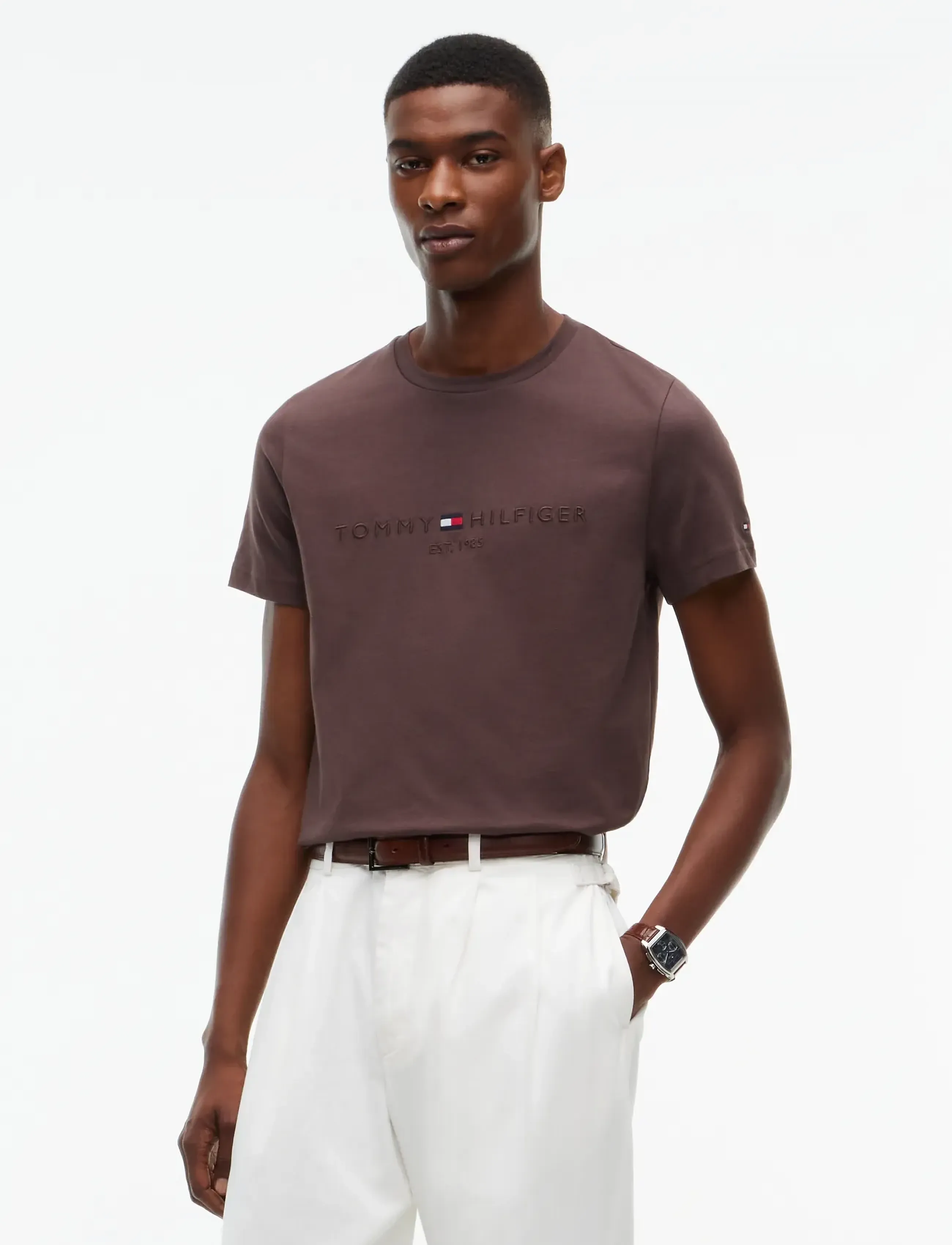 Tommy Hilfiger TOMMY LOGO T-SHIRT - T-särgid - EARTHY BROWN  TONAL / brown