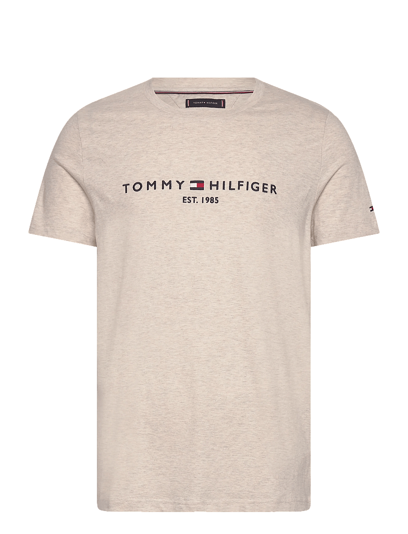 Tommy Hilfiger - TOMMY LOGO TEE - kortärmade t-shirts - heathered oatmilk - 1
