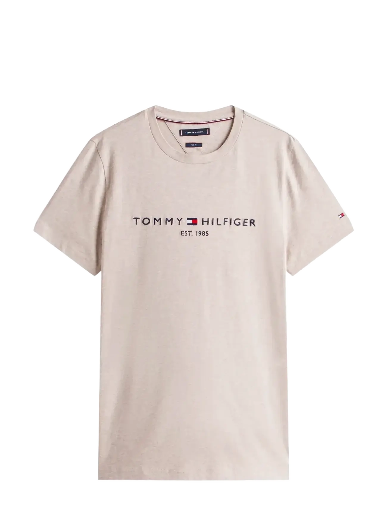 Tommy Hilfiger TOMMY LOGO TEE - Tommy Hilfiger - HEATHERED PEBBLE / beige