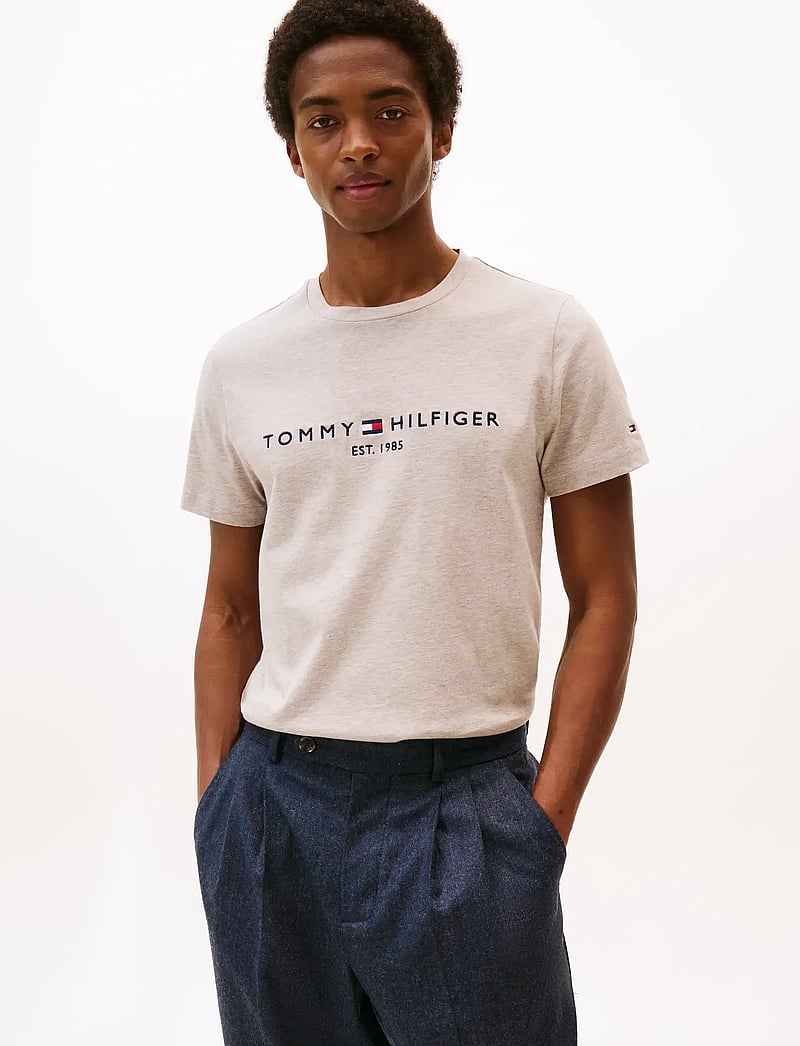 Tommy Hilfiger - TOMMY LOGO TEE - kurzärmelig - heathered pebble - 0