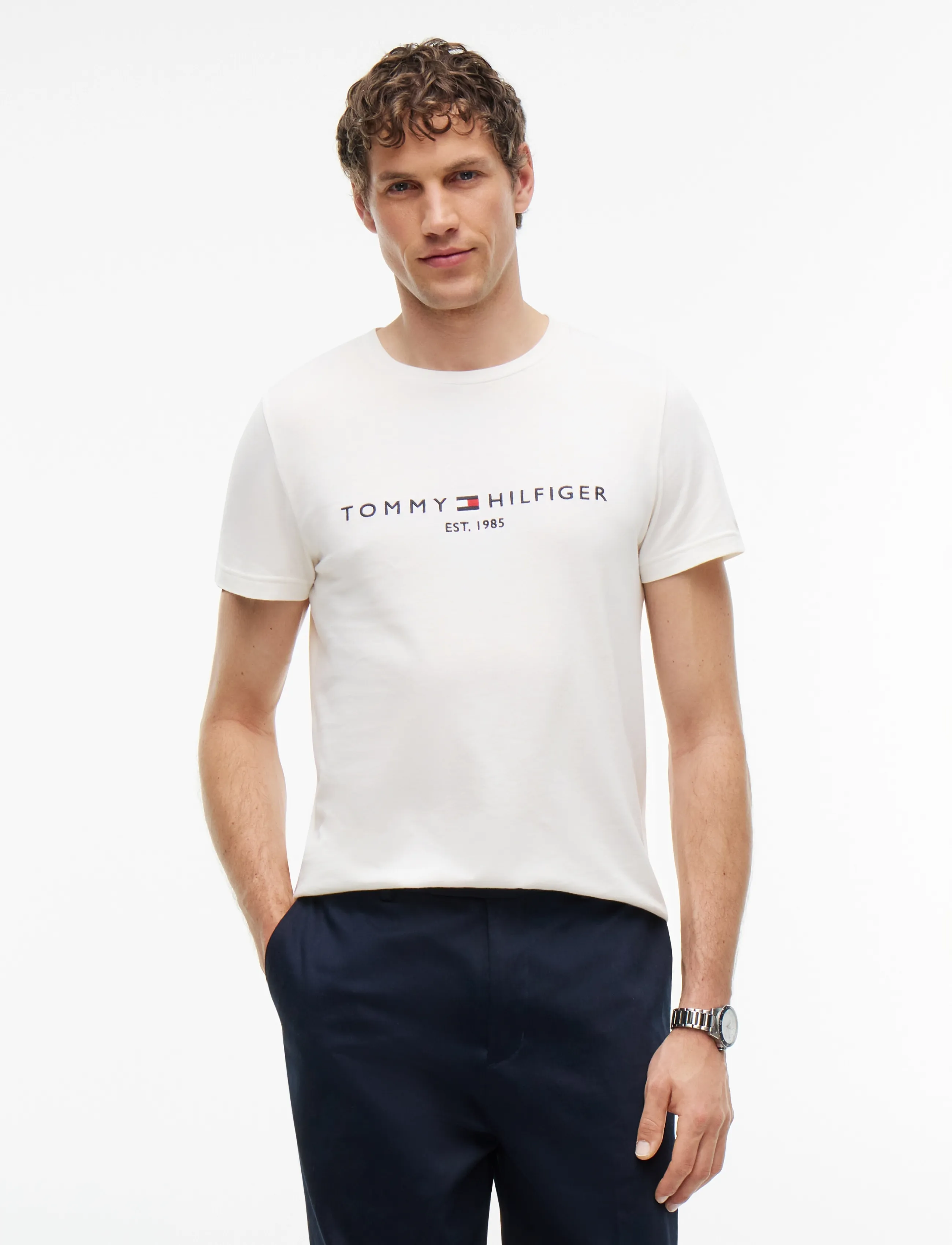 Tommy Hilfiger TOMMY LOGO TEE - T-Shirts - IVORY PETAL TONAL / white