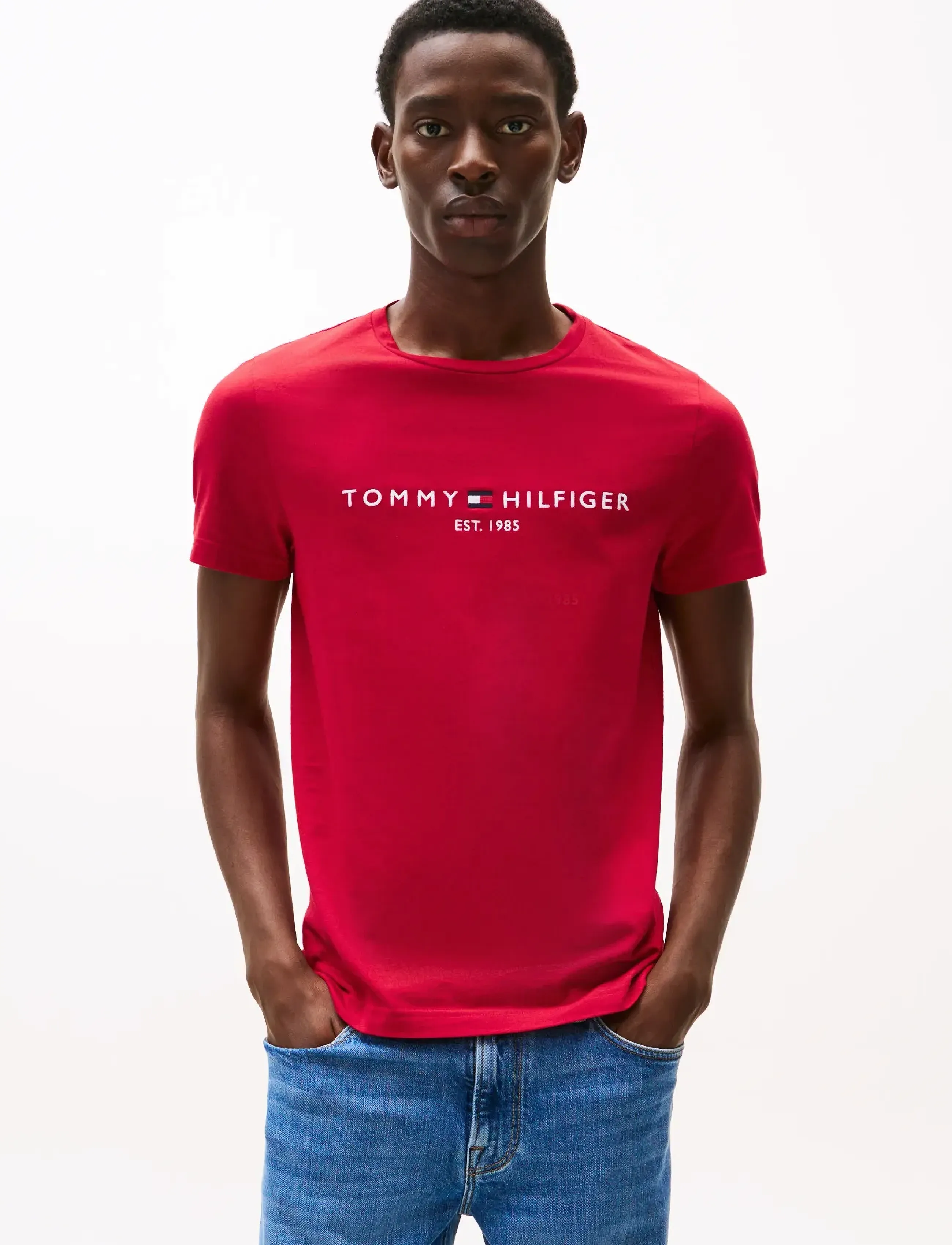 Tommy Hilfiger Tommy Logo T-Shirt, XL, Red, T-Shirts > Kortærmede, Herre