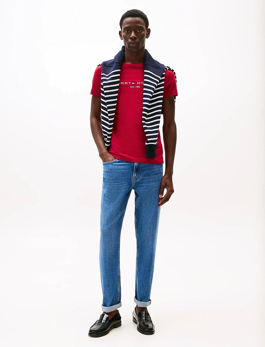 Tommy Hilfiger - TOMMY LOGO TEE - kurzärmelige t-shirts - medium red white - 2