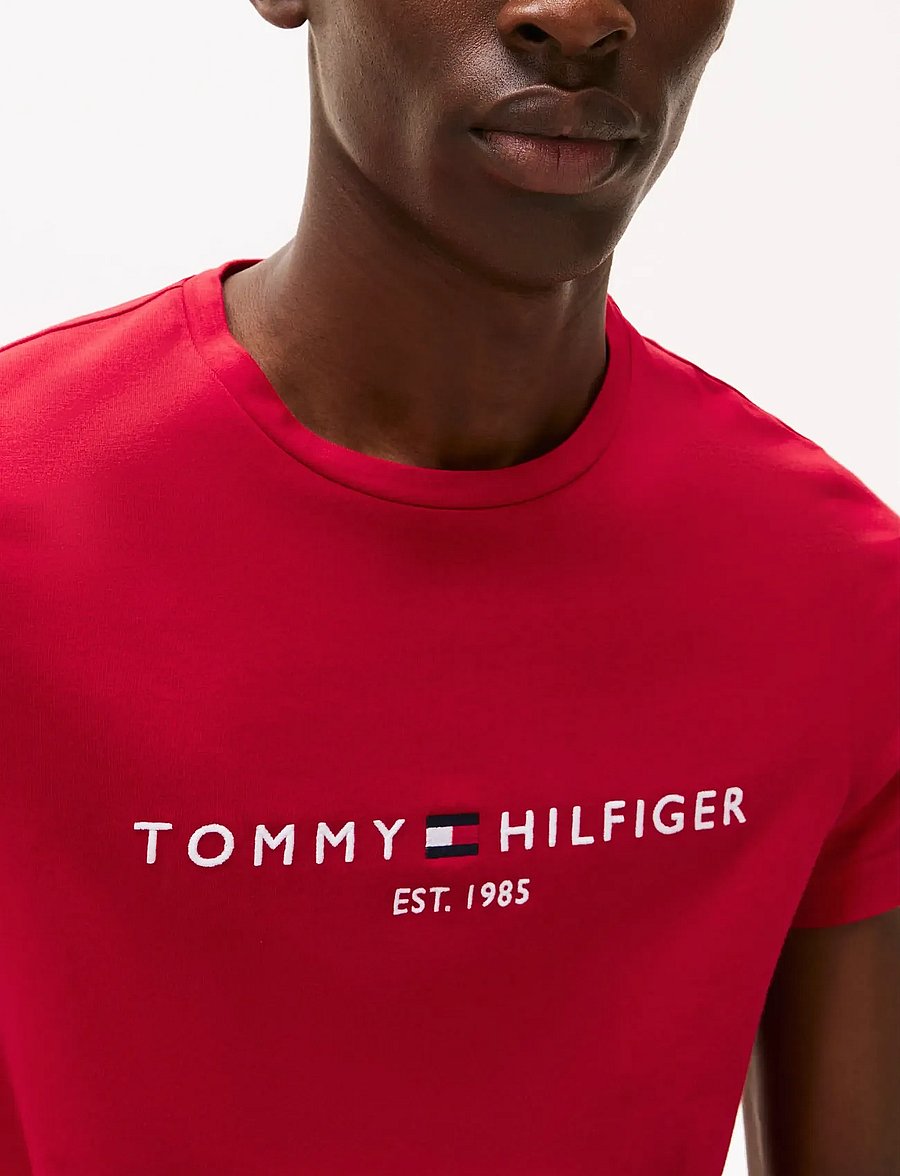 Tommy Hilfiger - TOMMY LOGO TEE - kurzärmelige t-shirts - medium red white - 5