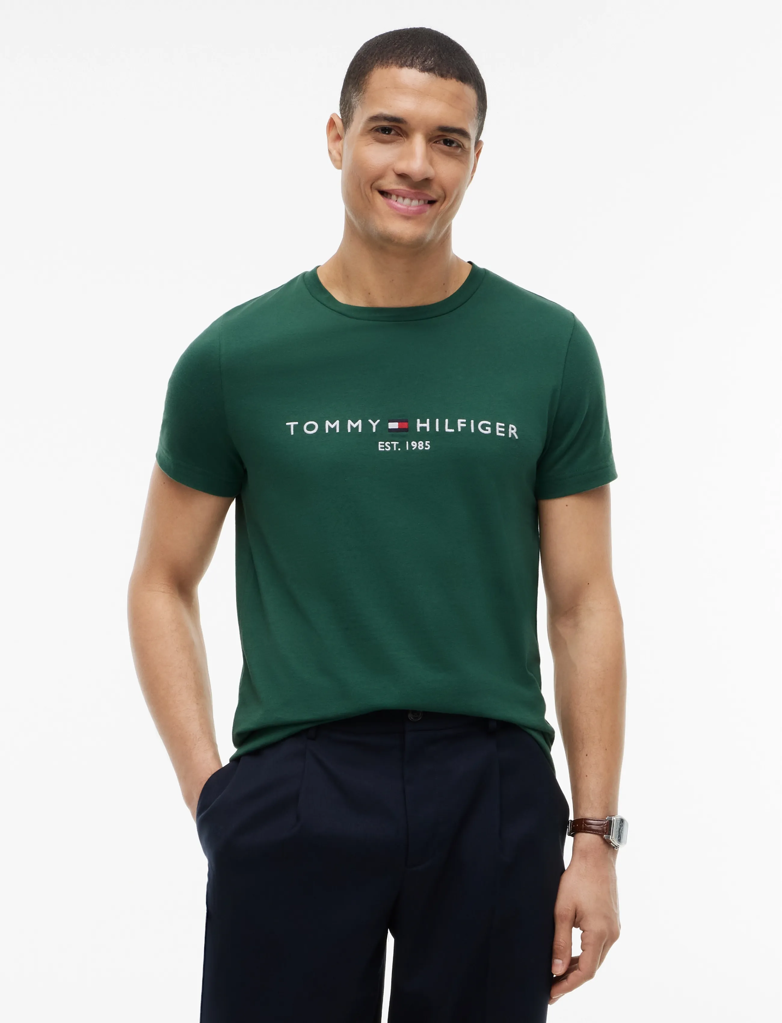 Tommy Hilfiger TOMMY LOGO TEE - T-shirts - ORNAMENTAL GREEN / green