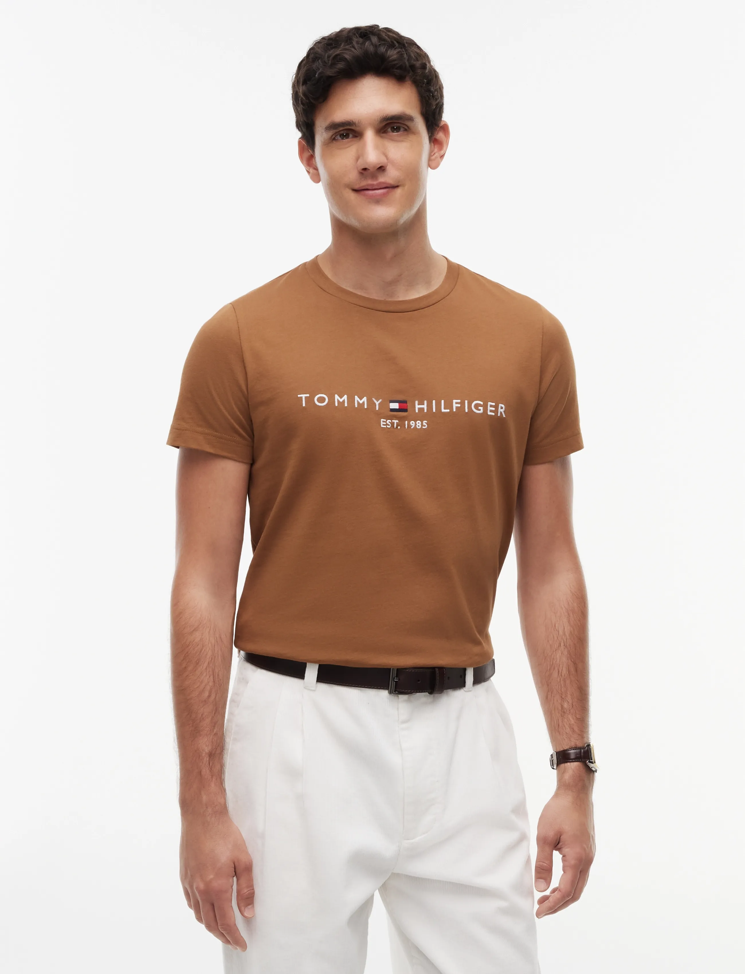 Tommy Hilfiger TOMMY LOGO TEE - T-Shirts - TIMELESS TAWNY / brown