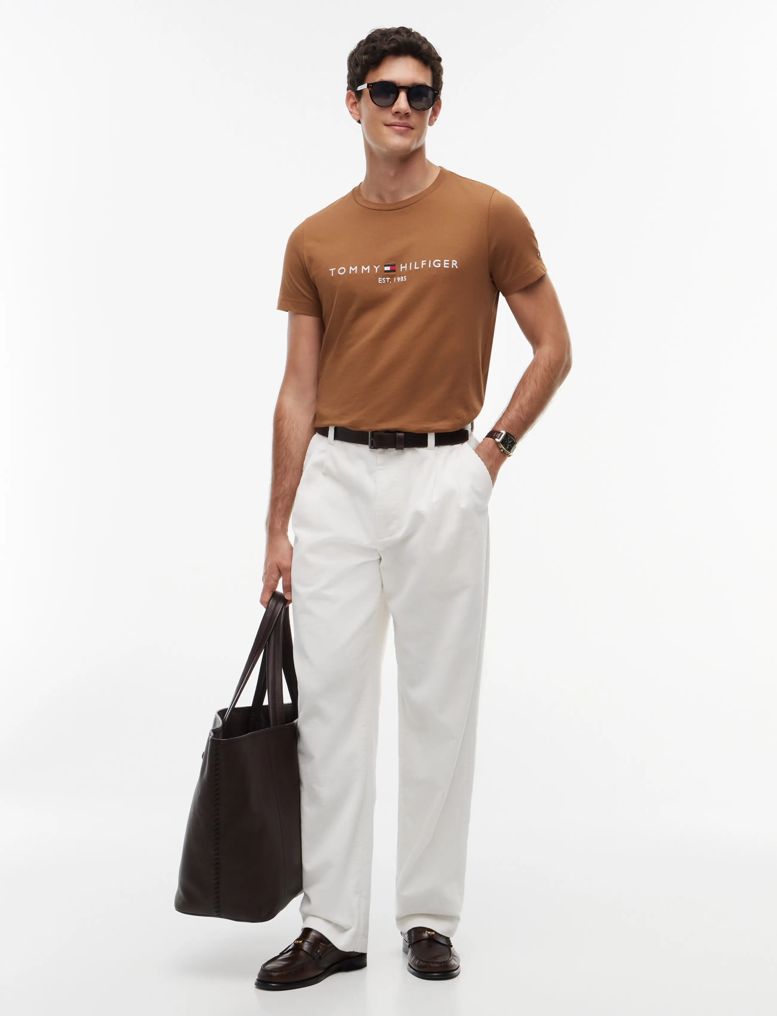 Tommy Hilfiger - TOMMY LOGO TEE - kurzärmelige t-shirts - timeless tawny - 4