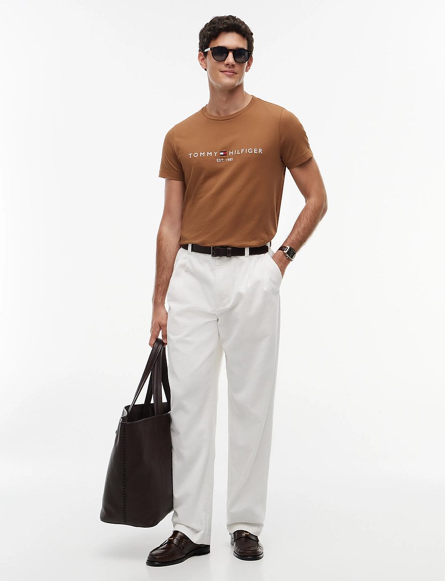 Tommy Hilfiger - TOMMY LOGO TEE - kurzärmelige t-shirts - timeless tawny - 4