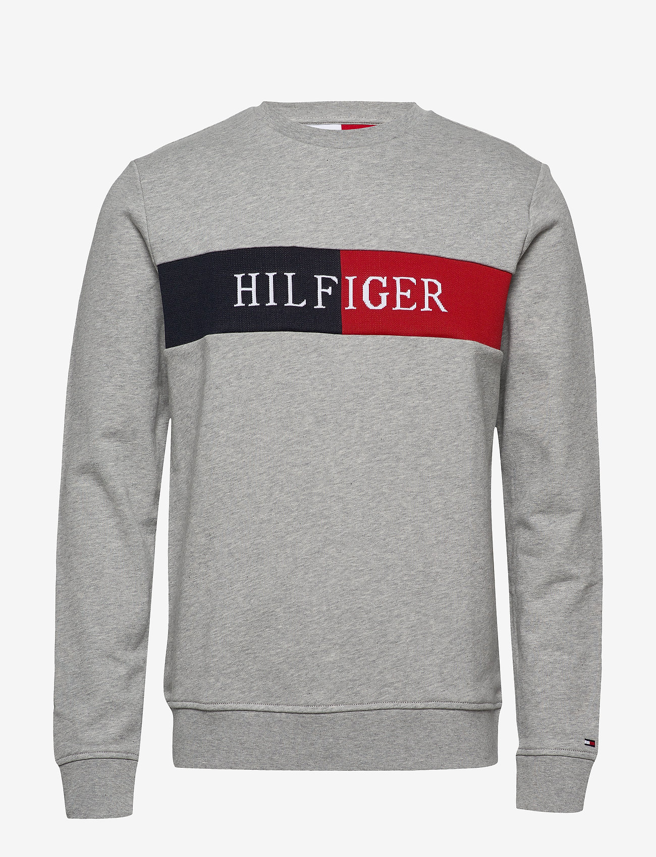 HILFIGER INTARSIA SWEATSHIRT - MEDIUM GREY HEATHER