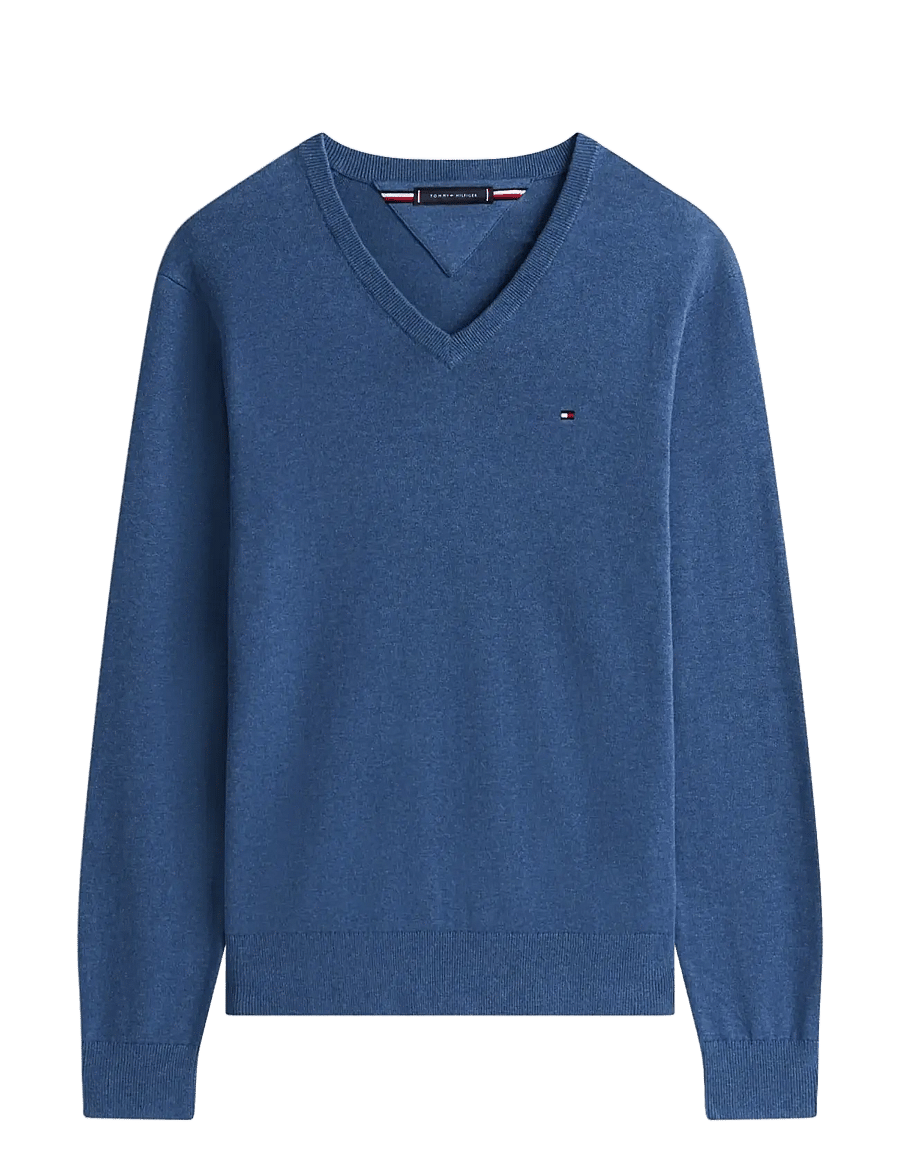 Tommy Hilfiger - ESSENTIAL COTTON V NECK - v-ausschnitt - aegean sea heather - 1