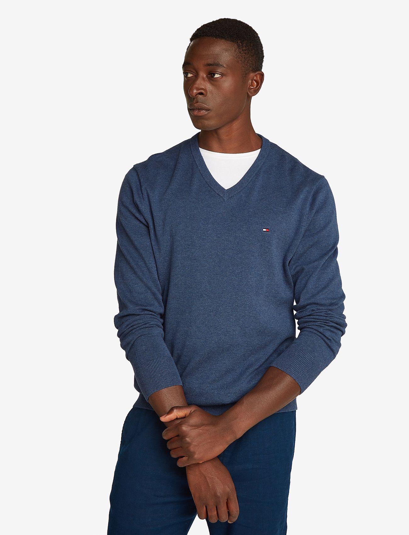 Tommy Hilfiger - ESSENTIAL COTTON V NECK - v-ausschnitt - aegean sea heather - 0