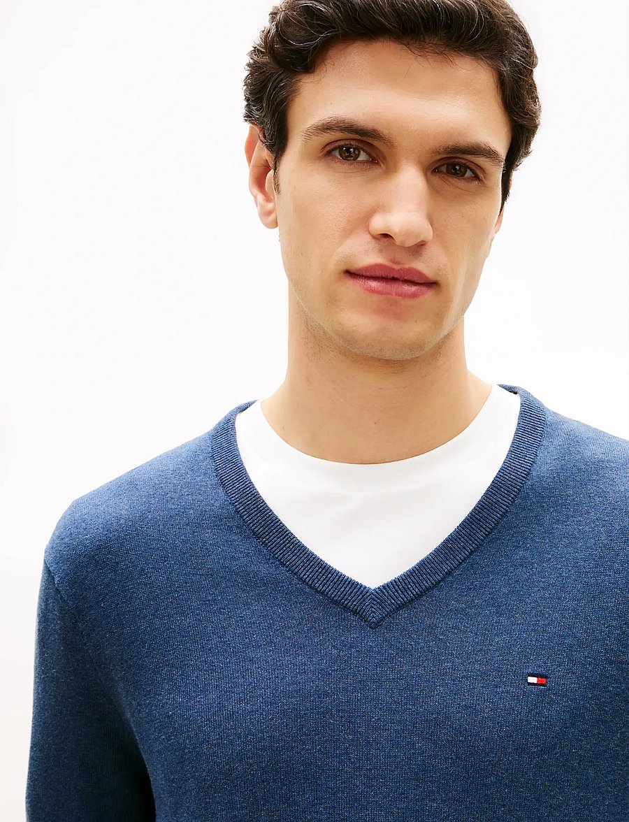 Tommy Hilfiger - ESSENTIAL COTTON V NECK - v-ausschnitt - aegean sea heather - 5