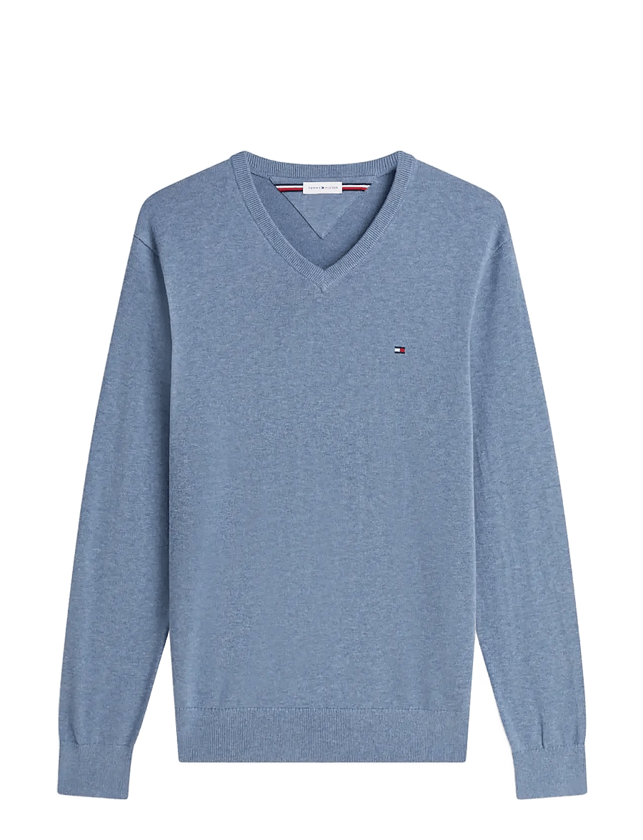 Tommy Hilfiger - ESSENTIAL COTTON V NECK - v-ausschnitt - brisk blue heather - 1