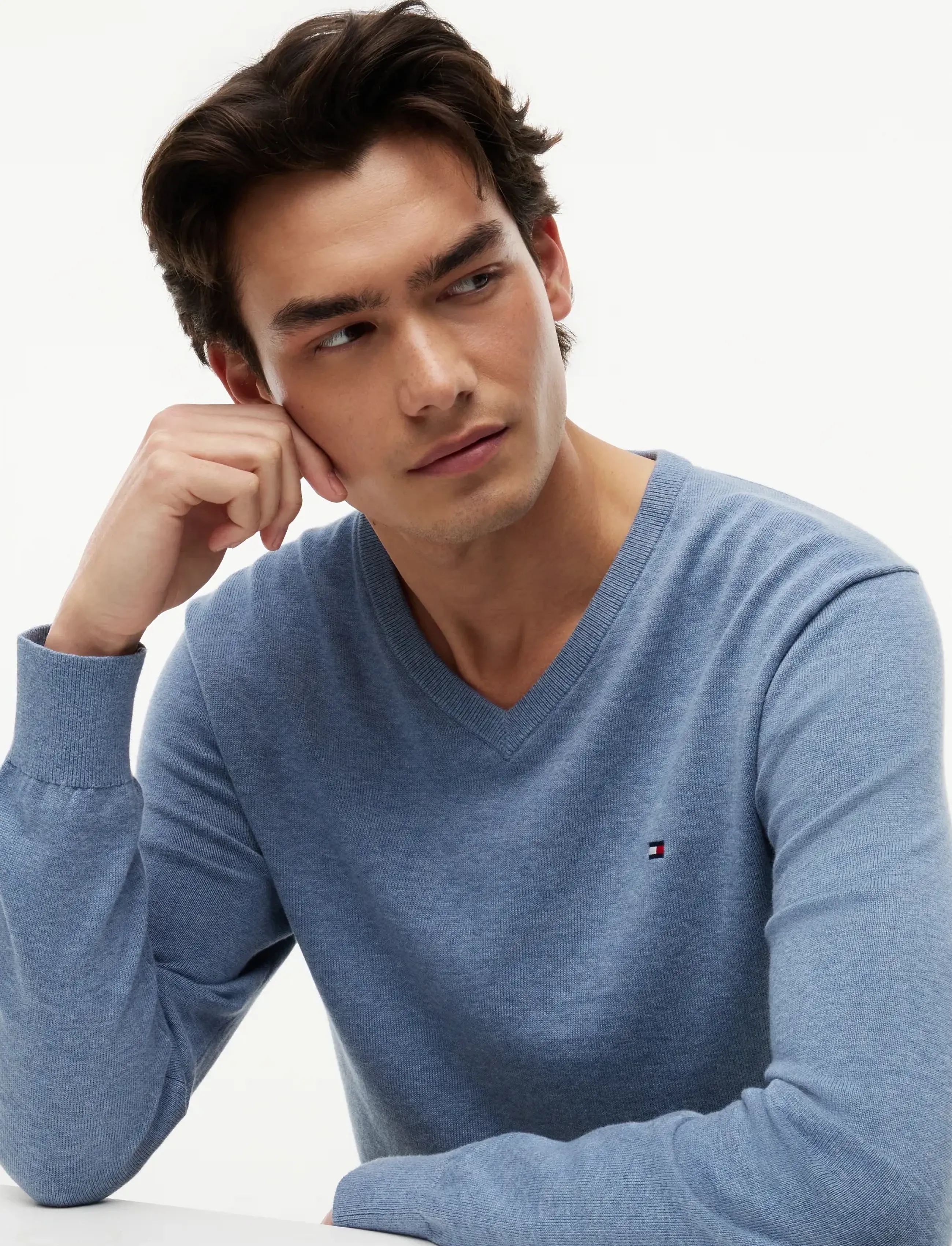 Tommy Hilfiger - ESSENTIAL COTTON V NECK - efterårstøj - brisk blue heather - 3