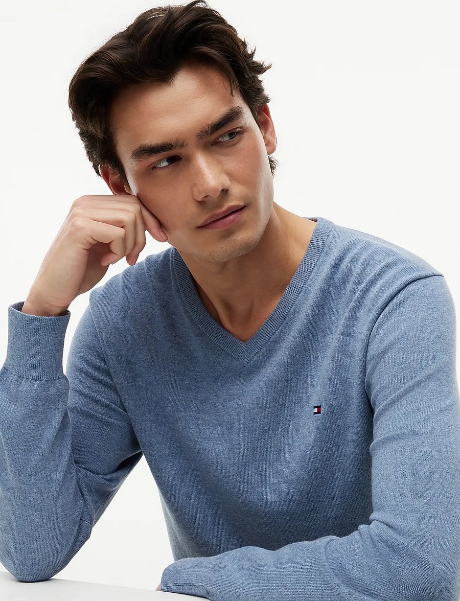 Tommy Hilfiger - ESSENTIAL COTTON V NECK - v-ausschnitt - brisk blue heather - 3