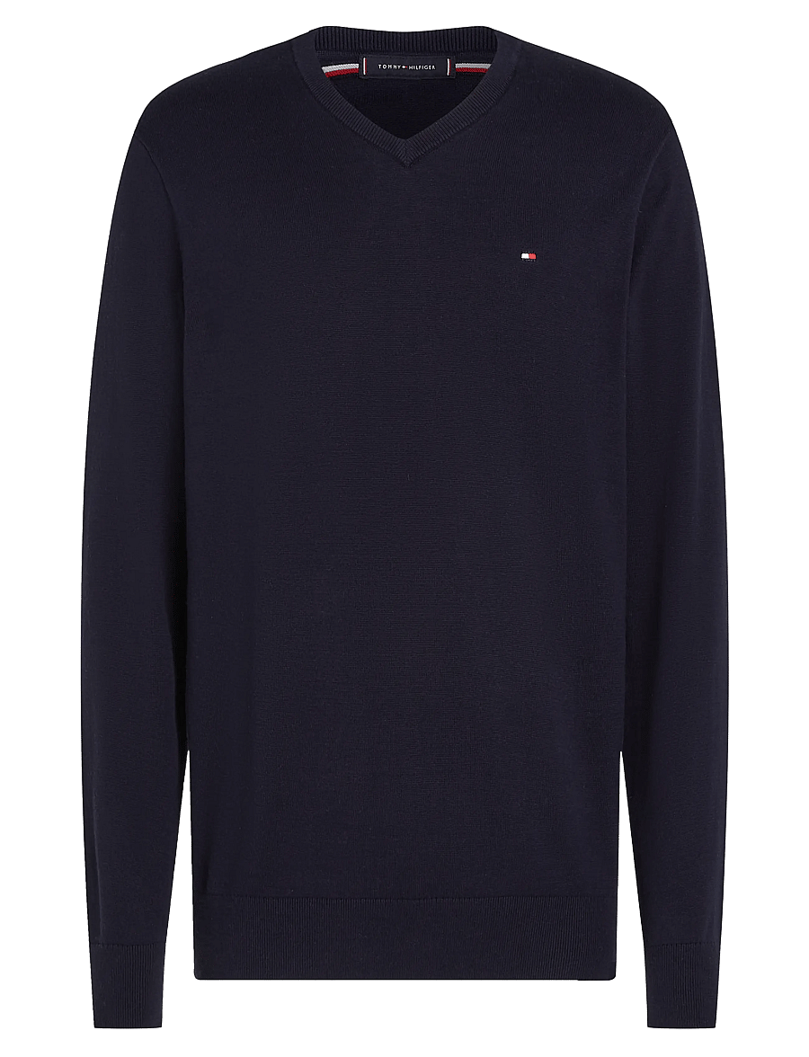 Tommy Hilfiger - ESSENTIAL COTTON V NECK - v-kaelusega - desert sky - 1