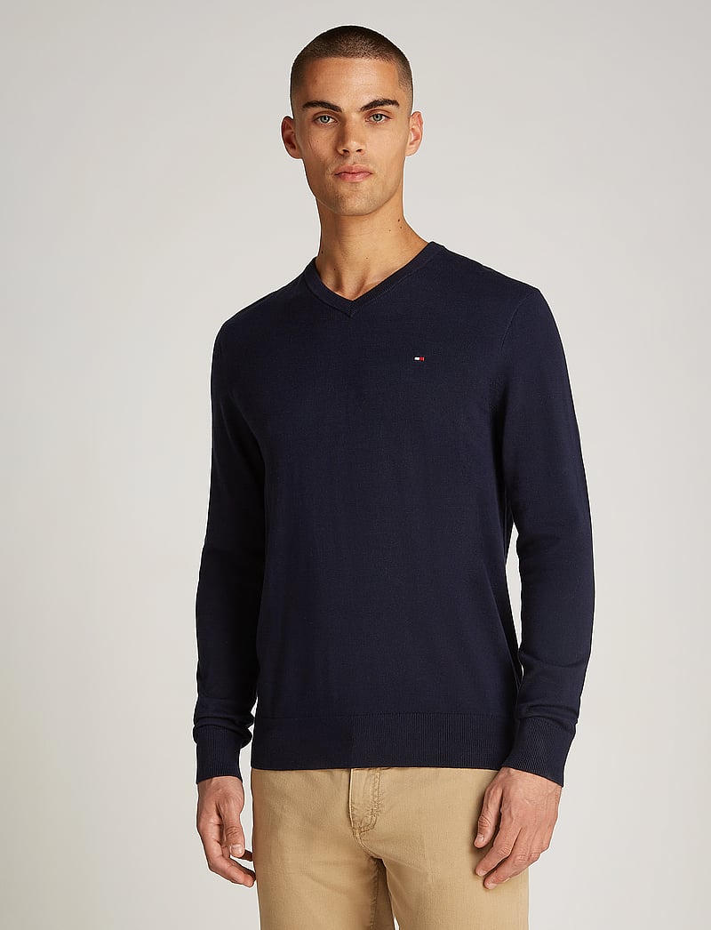 Tommy Hilfiger - ESSENTIAL COTTON V NECK - v-hals - desert sky - 0