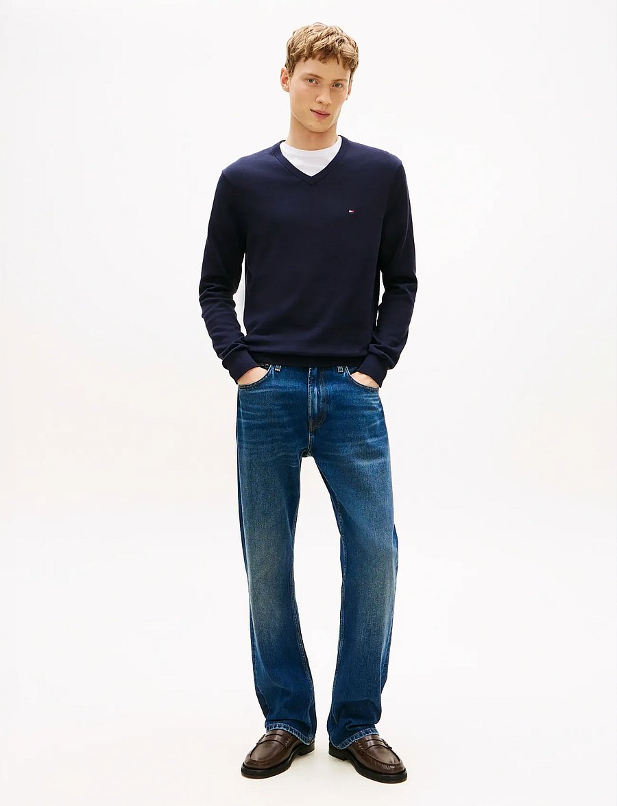 Tommy Hilfiger - ESSENTIAL COTTON V NECK - v-kaelusega - desert sky - 4