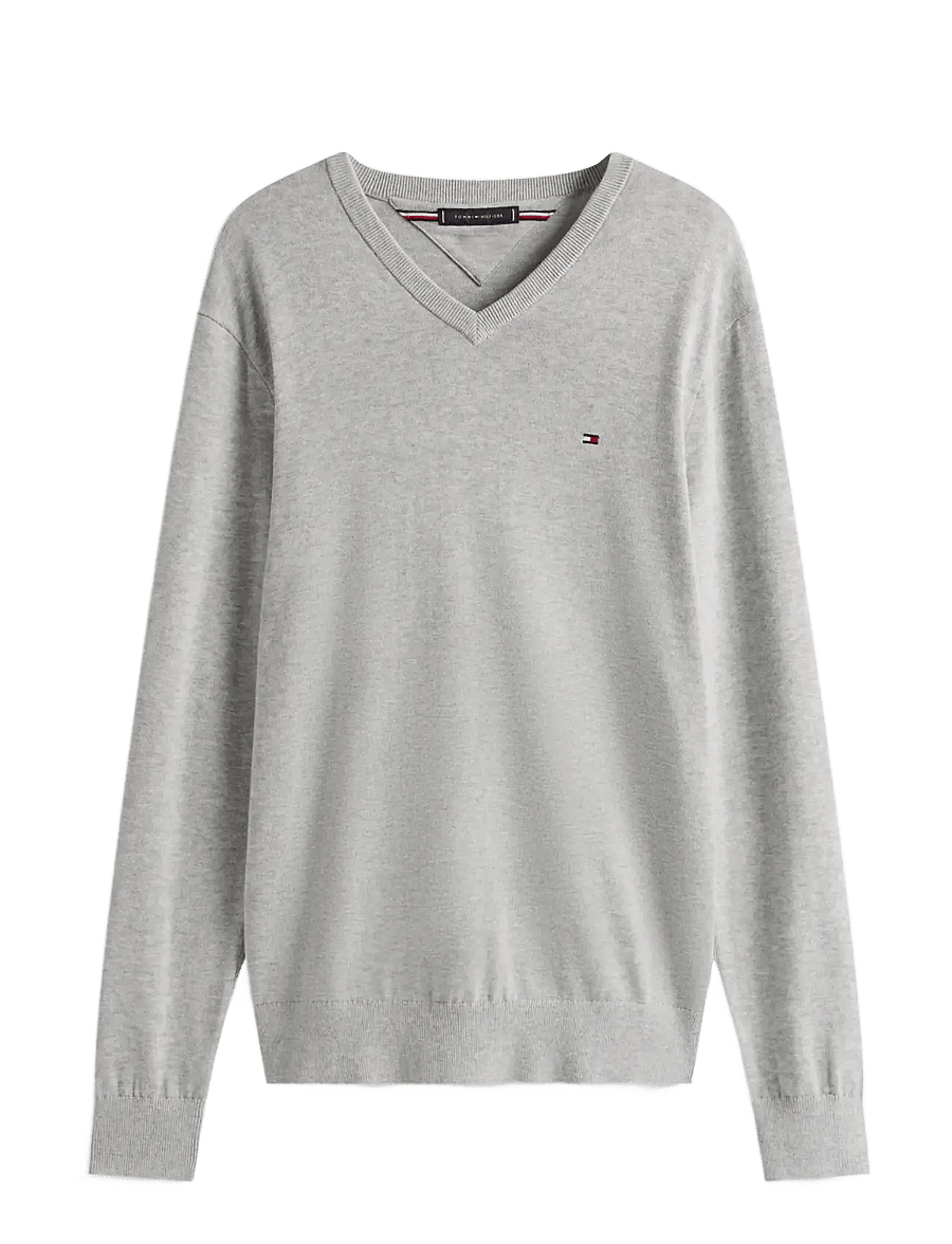 Tommy Hilfiger - ESSENTIAL COTTON V NECK - v-ausschnitt - light grey heather - 1