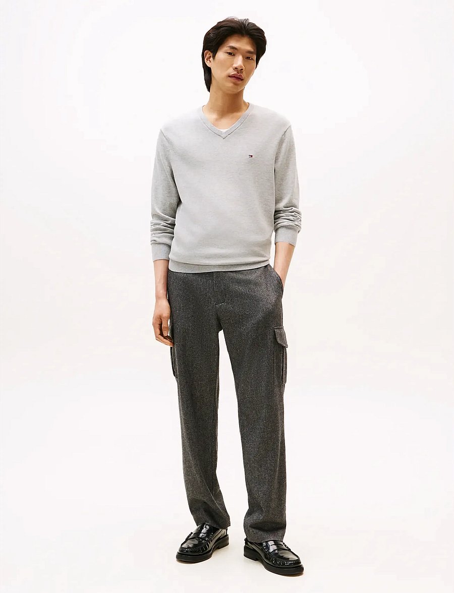 Tommy Hilfiger - ESSENTIAL COTTON V NECK - v-ausschnitt - light grey heather - 4