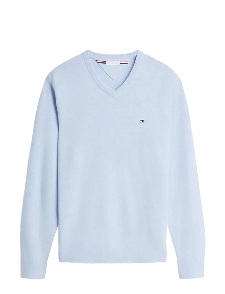 Tommy Hilfiger - ESSENTIAL COTTON V NECK - v-ausschnitt - sky blue heather - 1