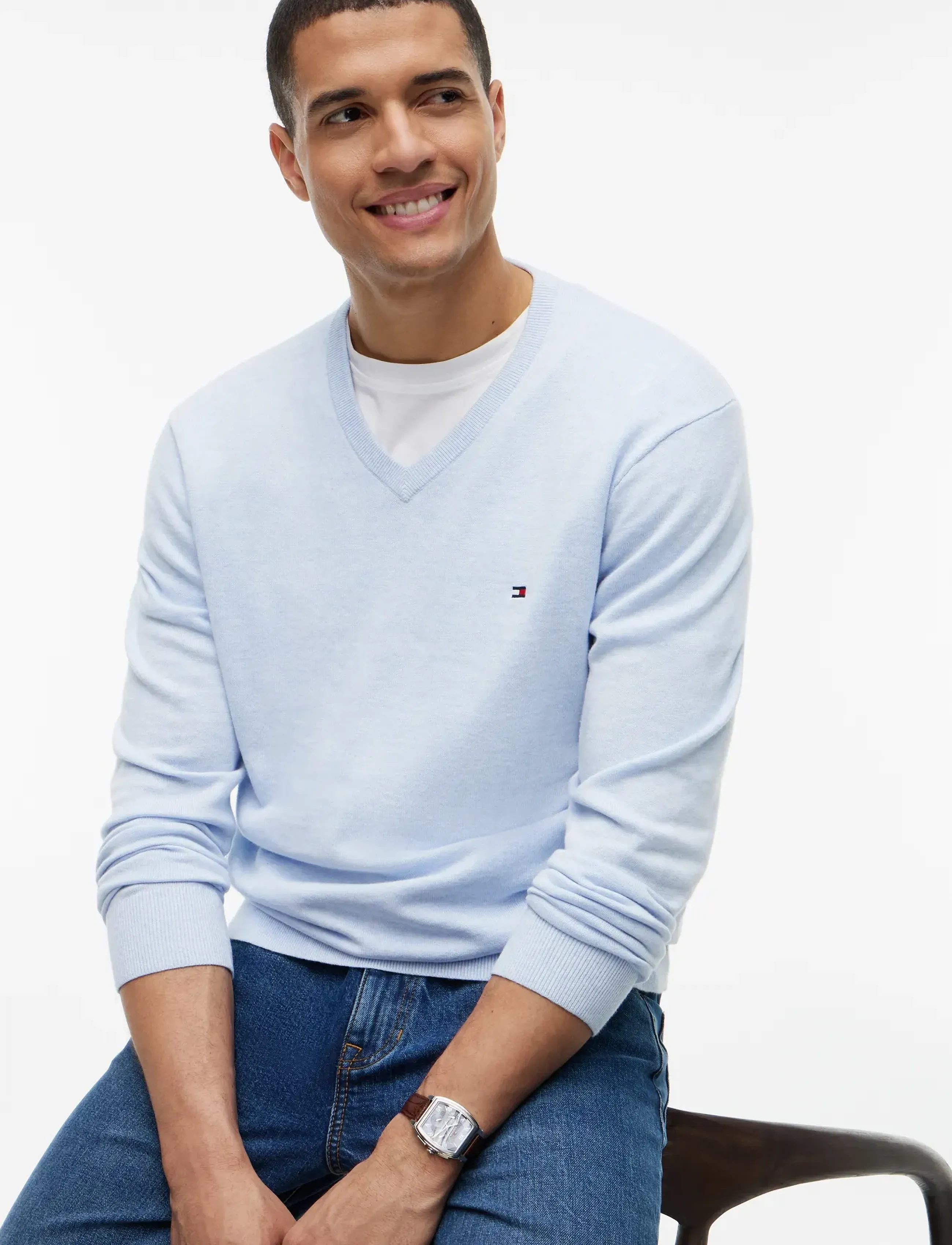 Tommy Hilfiger - ESSENTIAL COTTON V NECK - v-ausschnitt - sky blue heather - 3