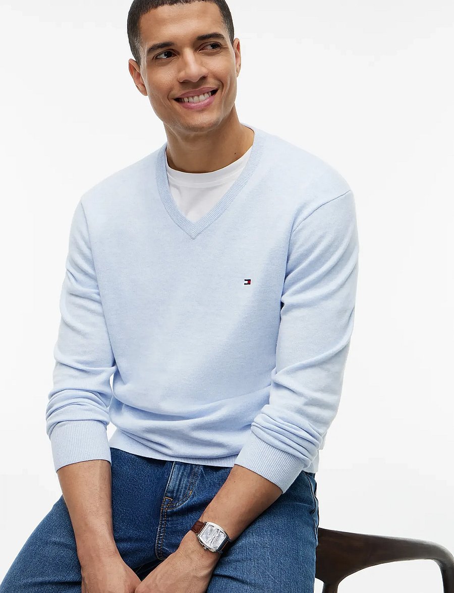 Tommy Hilfiger - ESSENTIAL COTTON V NECK - v-ausschnitt - sky blue heather - 3