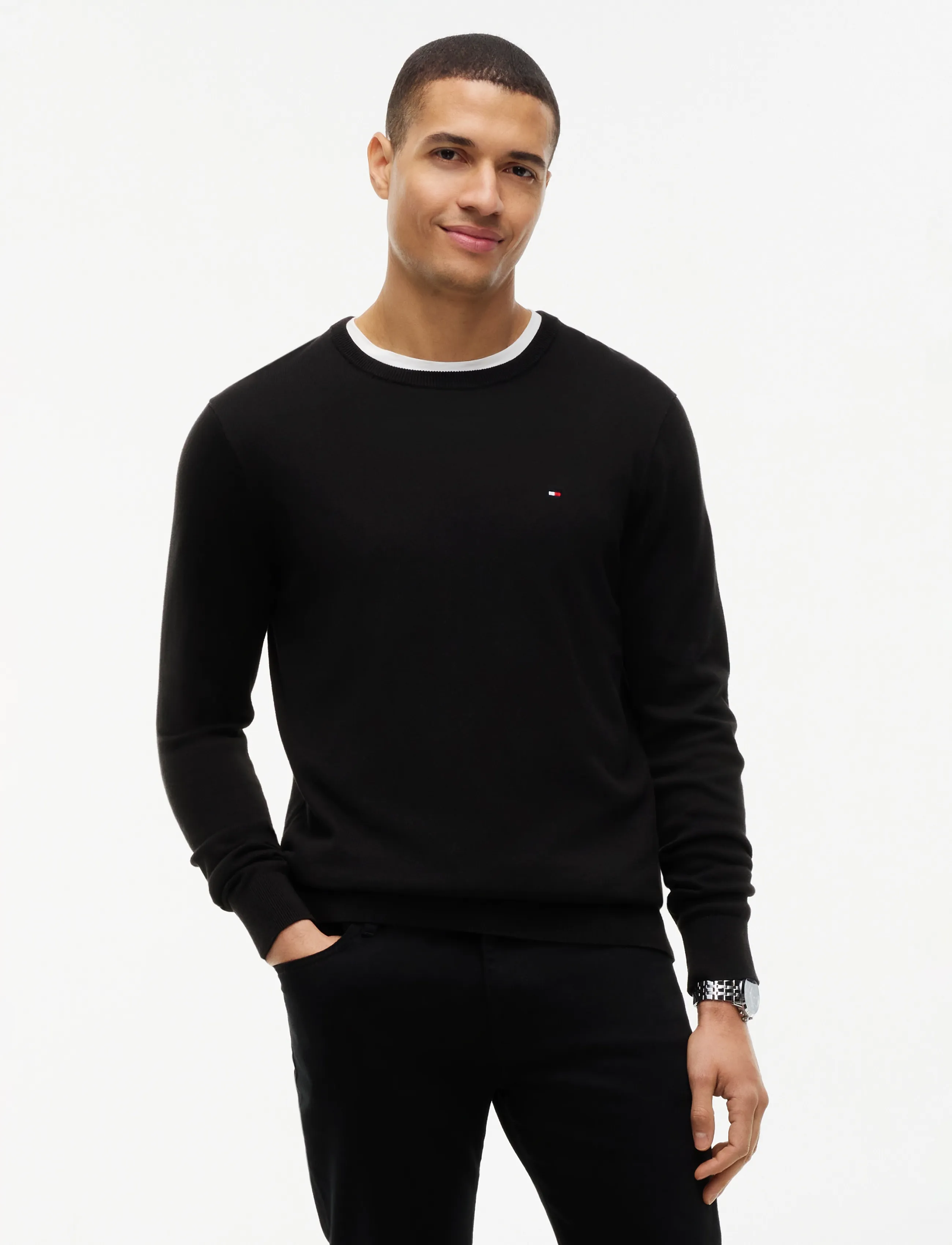Tommy Hilfiger CORE ESSENTIAL COTTON CREW NECK - Kudumid - BLACK / black