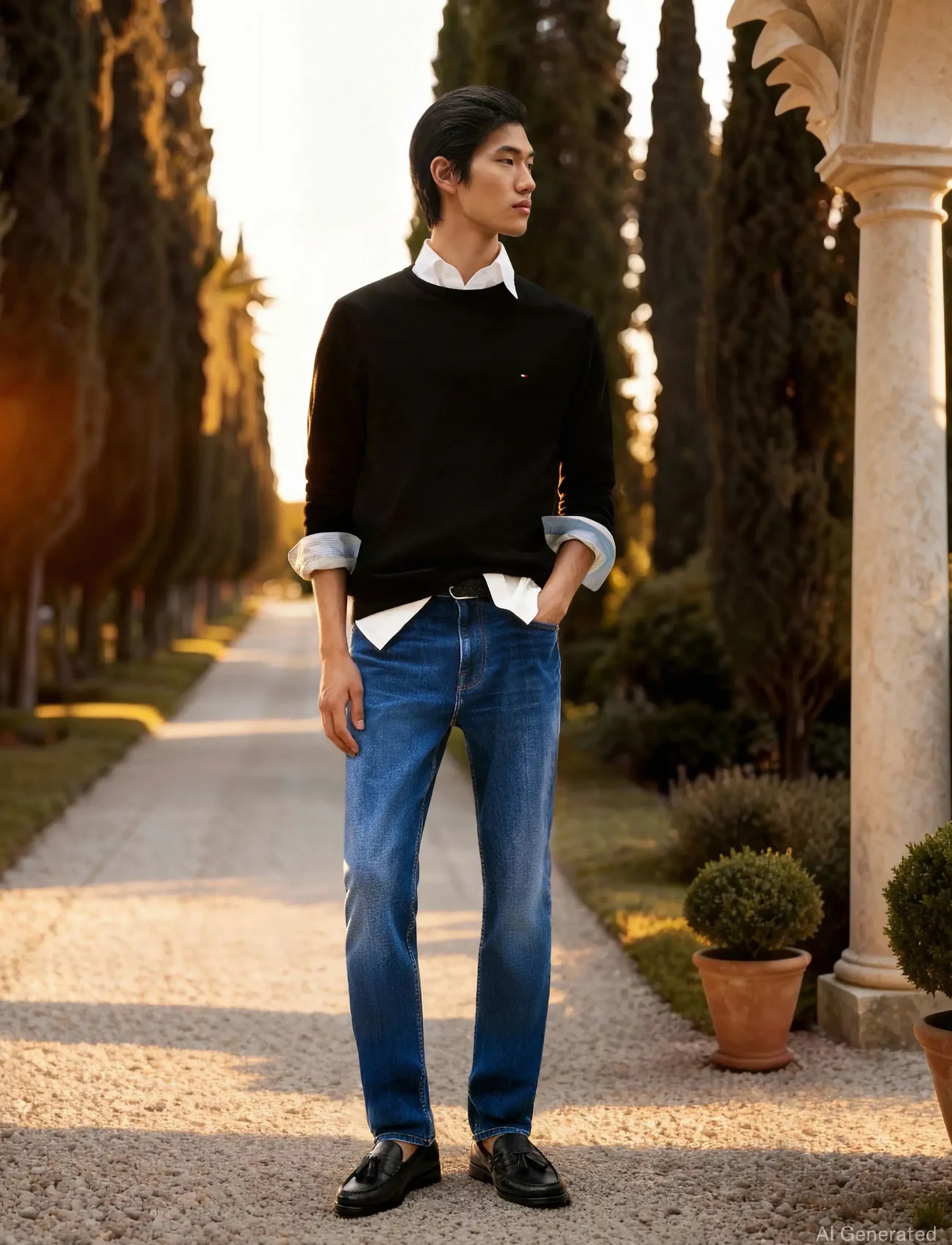 TOMMY HILFIGER Core Essential Cotton Crew Neck långärmade t-shirts herr – bild 7