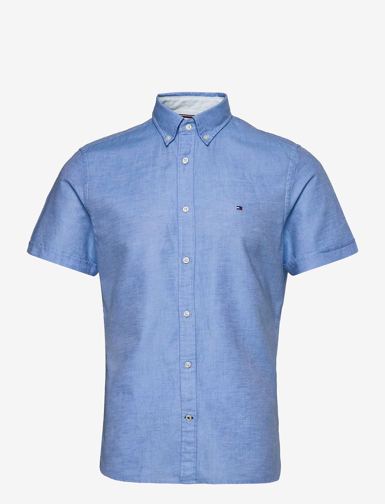Tommy Hilfiger - SLIM CO/LI TWILL SHIRT S/S - copenhagen blue - 0
