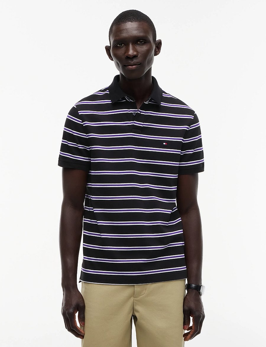 Tommy Hilfiger - CORE 1985 REGULAR POLO - kortärmade pikéer - black white tuscan grape - 0