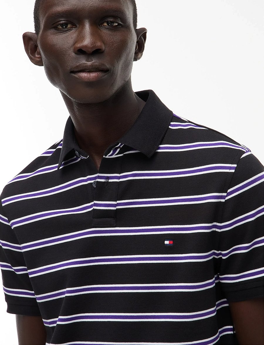 Tommy Hilfiger - CORE 1985 REGULAR POLO - kortärmade pikéer - black white tuscan grape - 3
