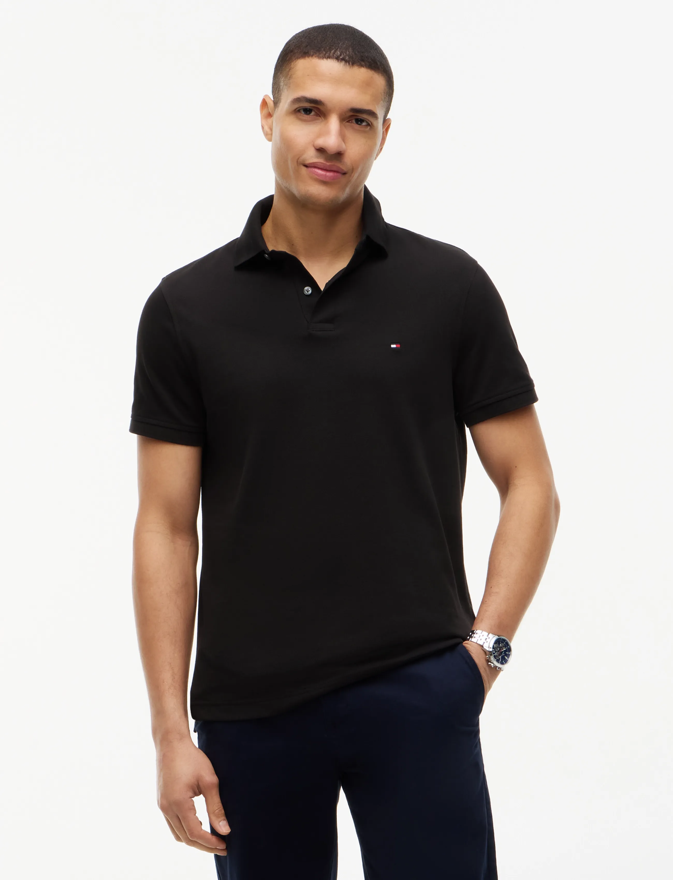 Tommy Hilfiger 1985 Regular Polo, XL, Polos, Schwarz - Short-sleeved, Männerswear