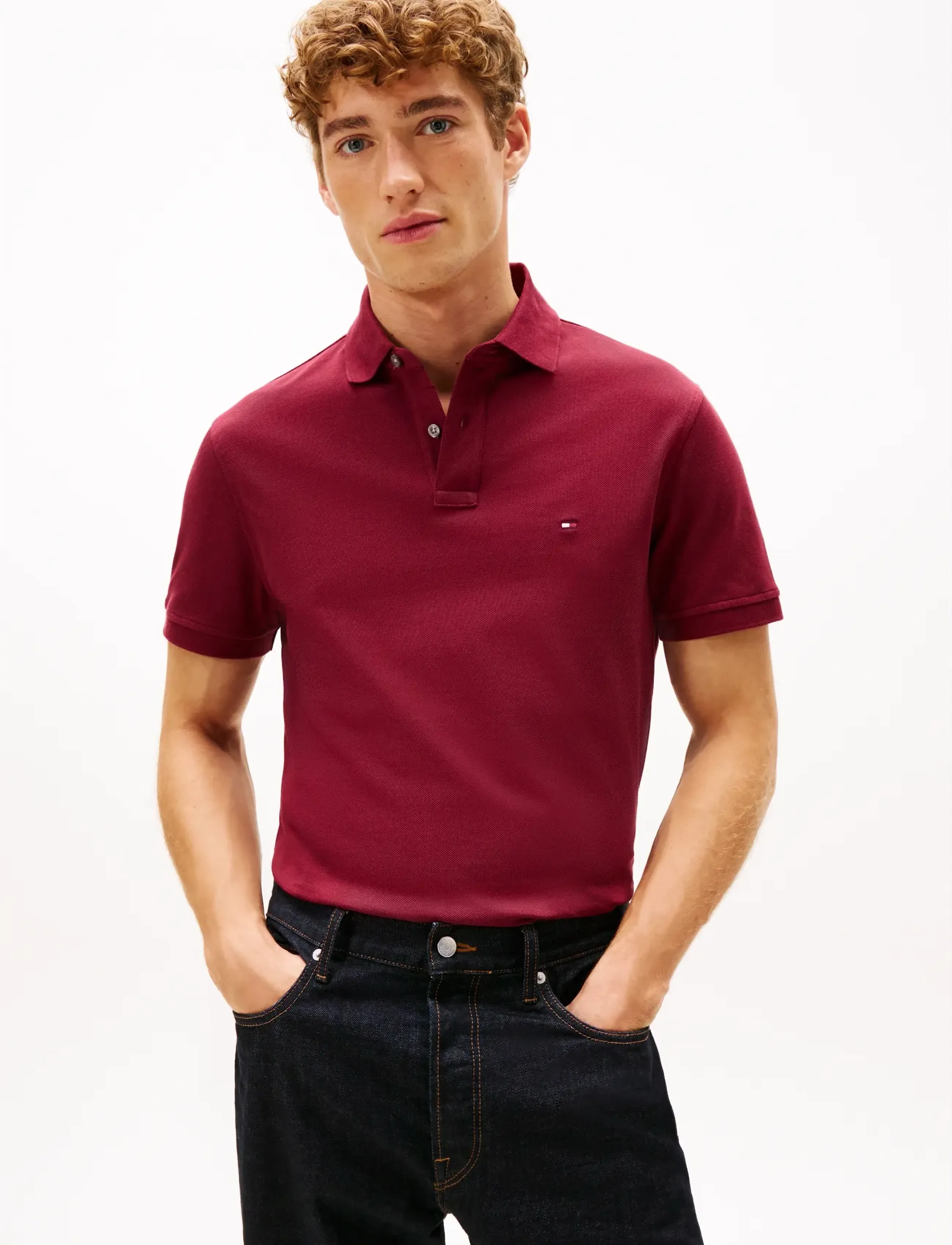 Tommy Hilfiger 1985 Regular Polo, XXL, Polos, Burgunderrot - Short-sleeved, Männerswear