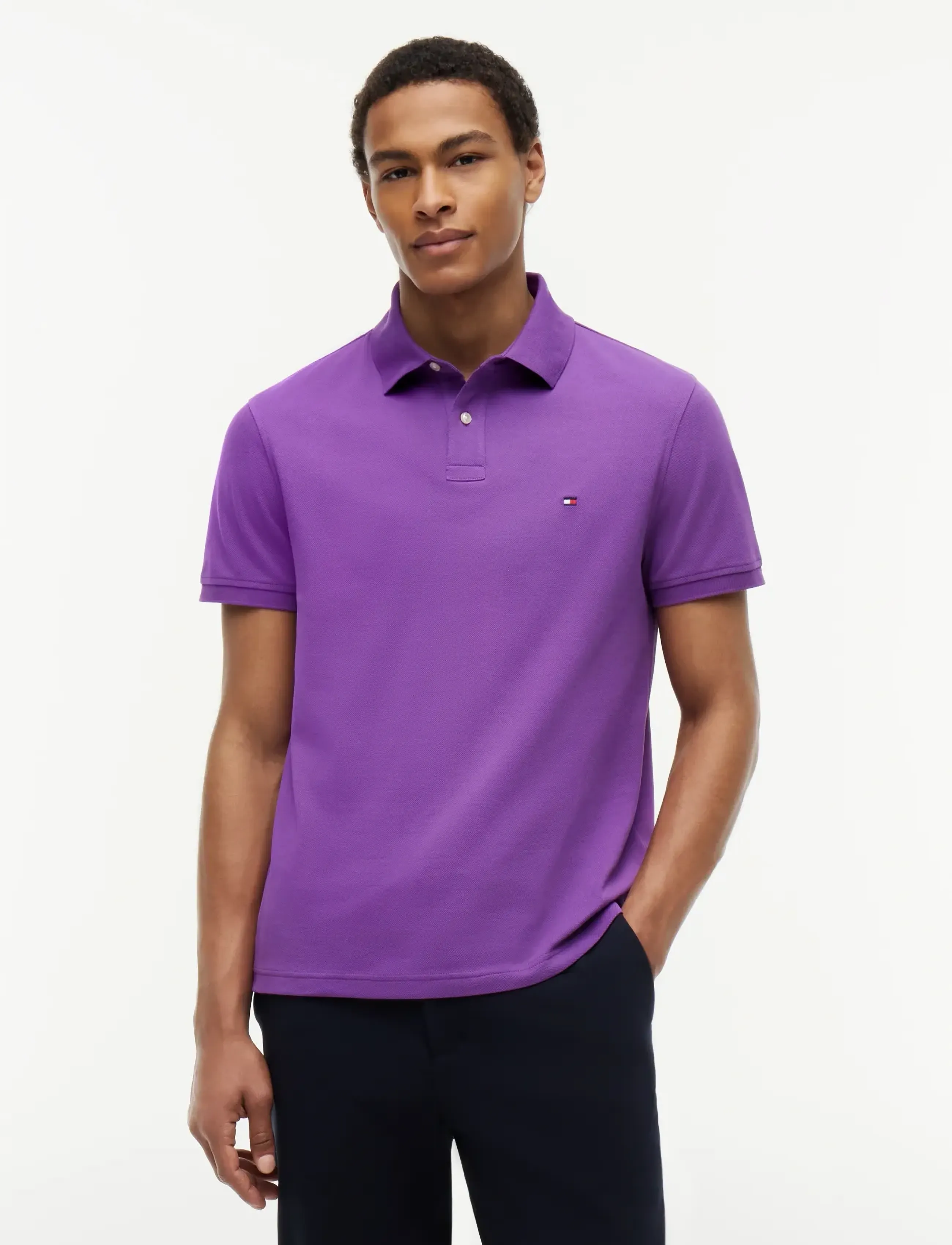 Tommy Hilfiger 1985 Regular Polo, S, Polos, Lila - Short-sleeved, Männerswear
