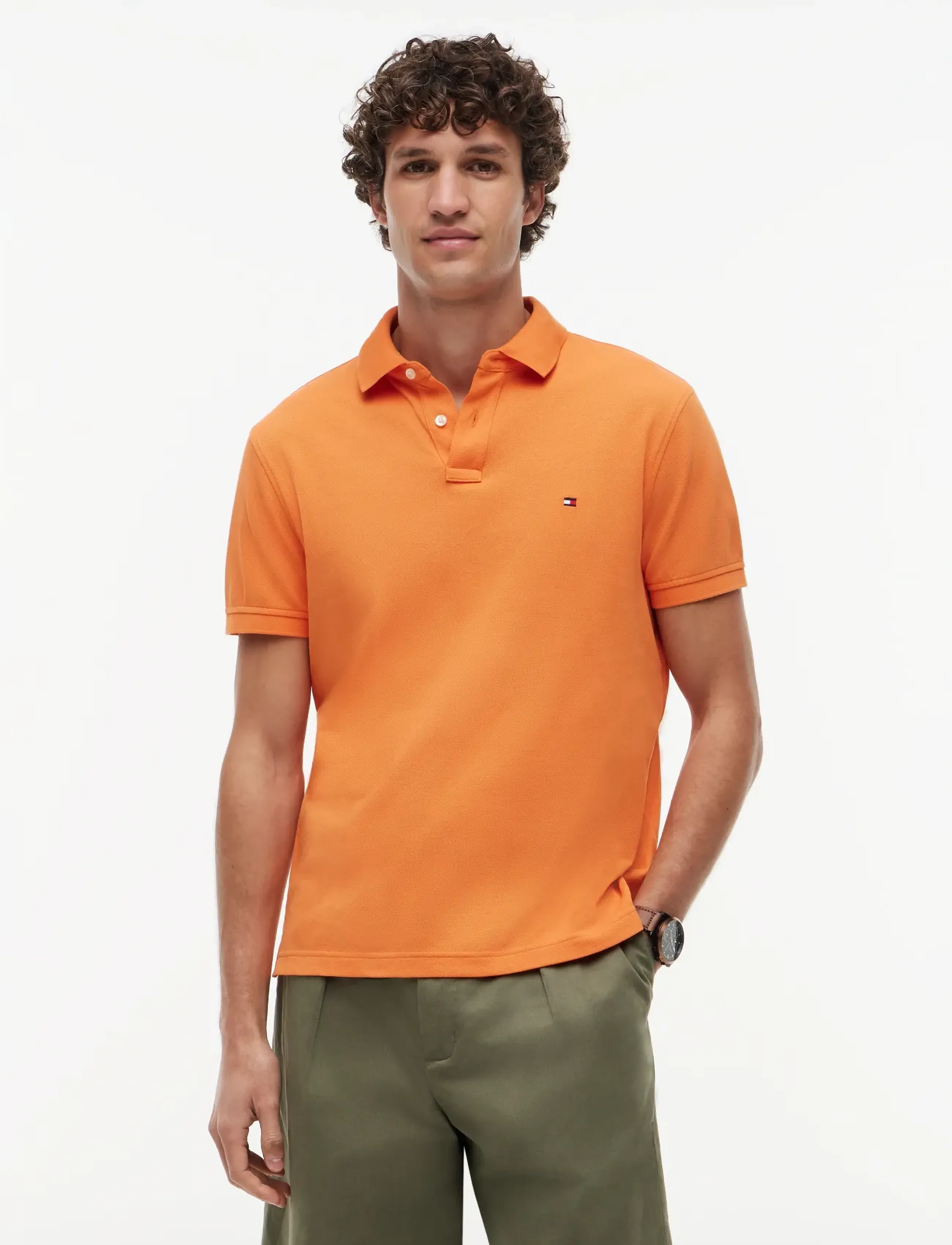 Tommy Hilfiger 1985 Regular Polo, M, Polos, Orange - Short-sleeved, Männerswear