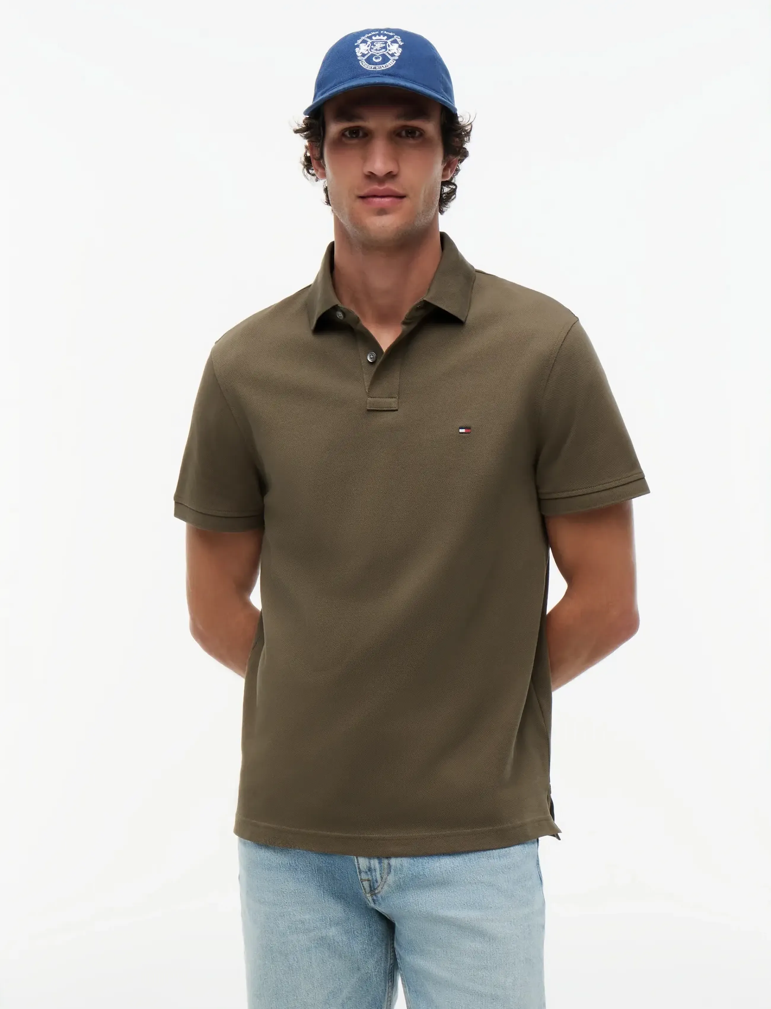 Tommy Hilfiger 1985 Regular Polo, S, Polos, Khakigrün - Short-sleeved, Männerswear