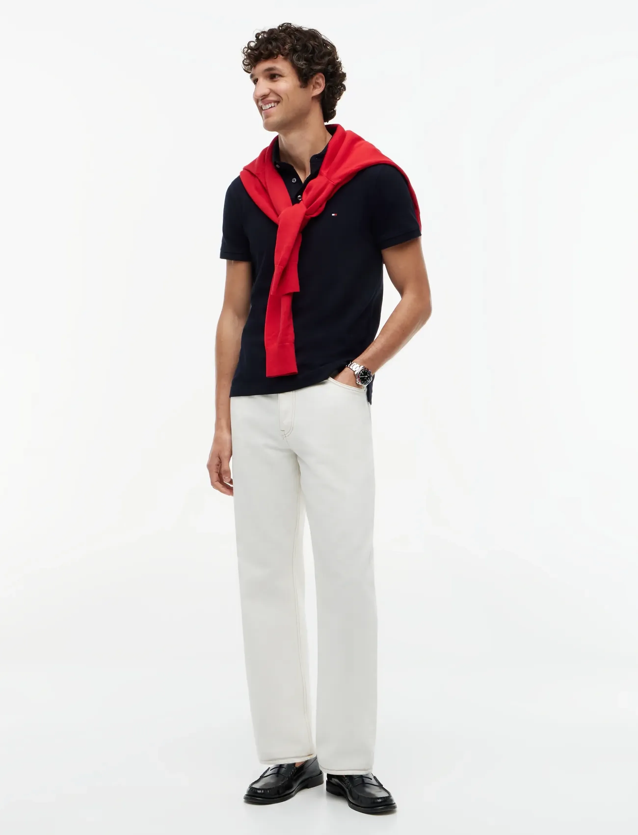T-shirt 'CORE 1985 SLIM POLO' marinblå / eldröd 5